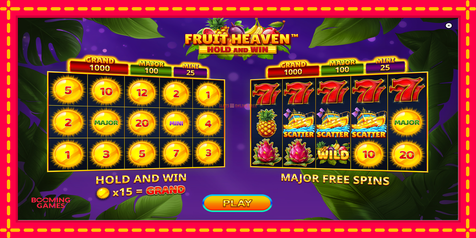 Fruit Heaven Hold and Win - spēļu automāts ar modernu grafiku