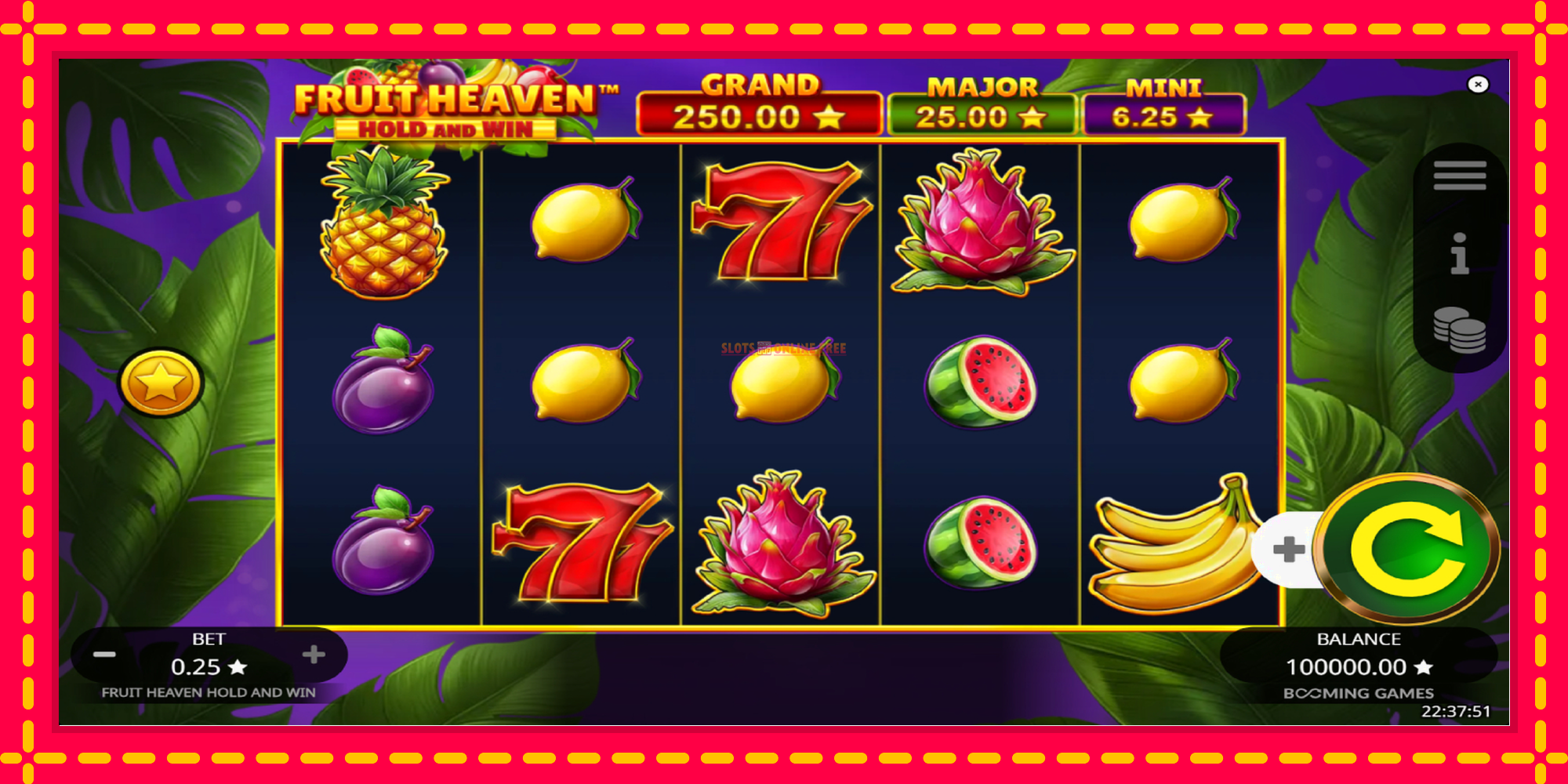 Fruit Heaven Hold and Win - spēļu automāts ar modernu grafiku