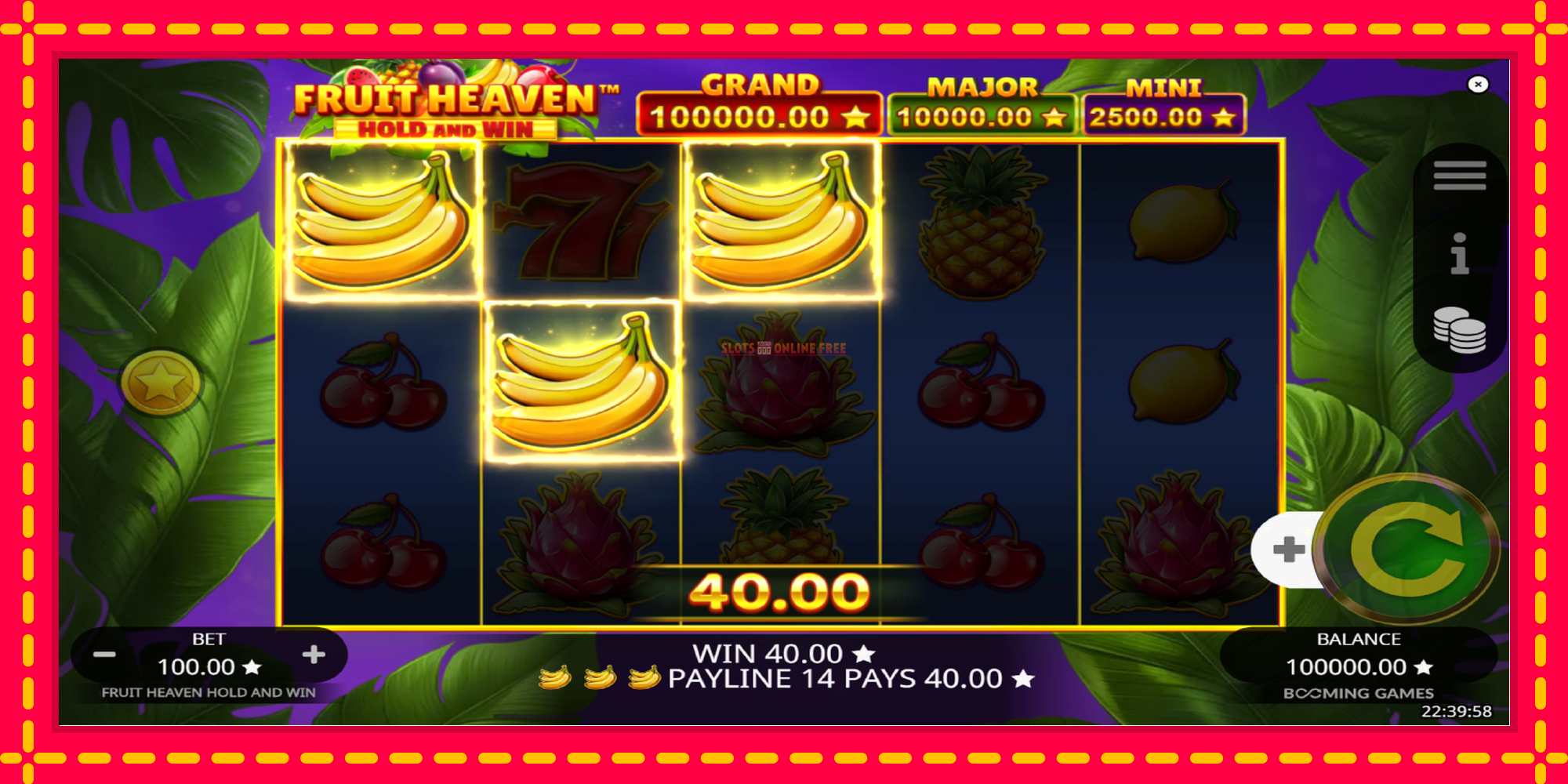 Fruit Heaven Hold and Win - spēļu automāts ar modernu grafiku