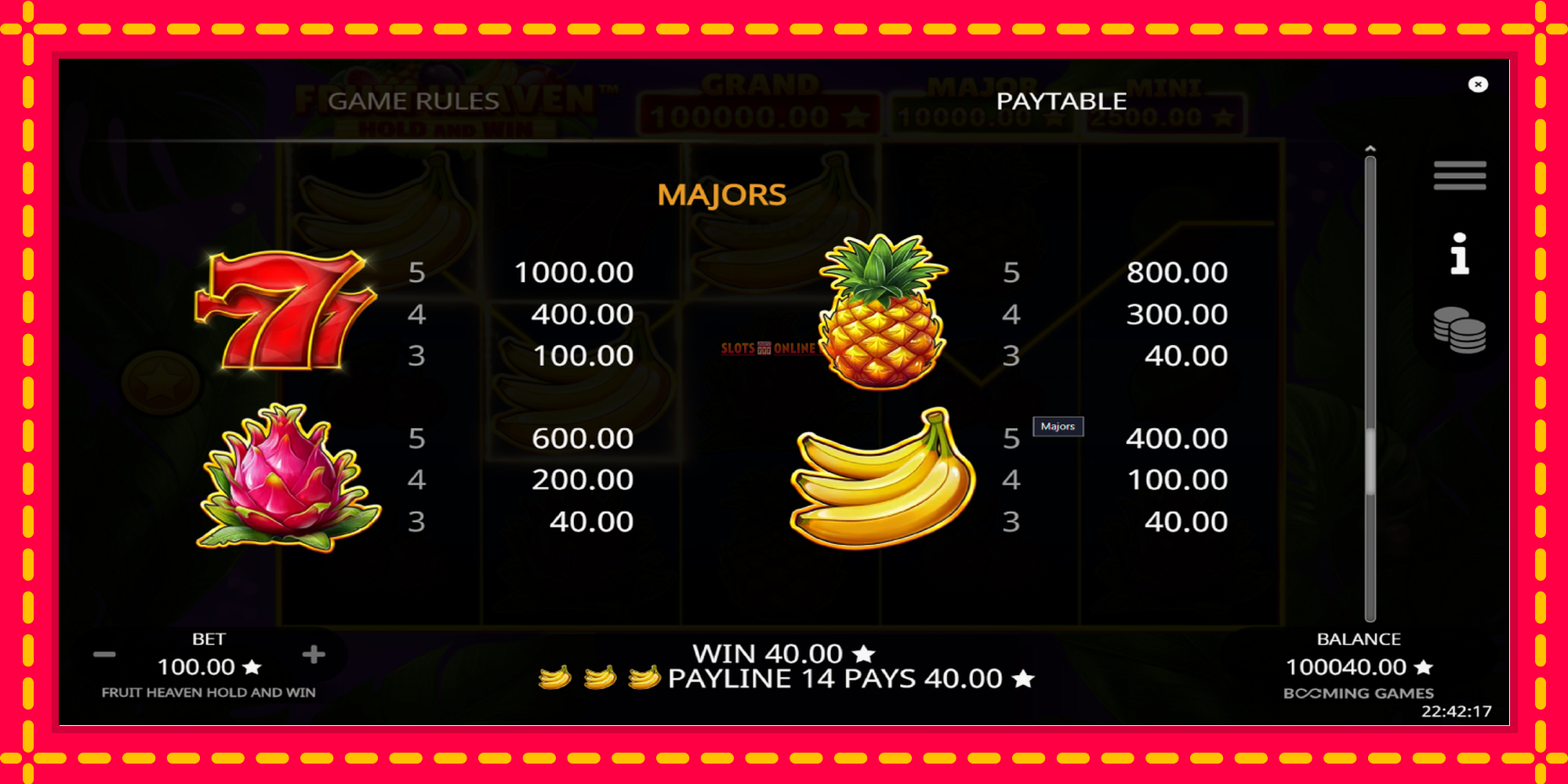 Fruit Heaven Hold and Win - spēļu automāts ar modernu grafiku