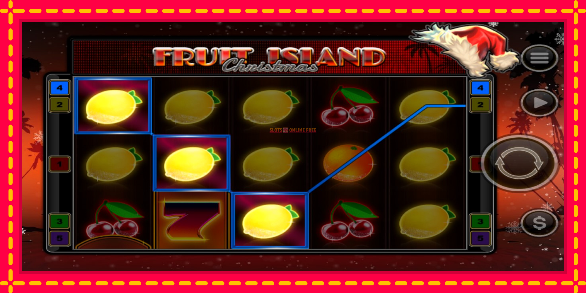 Fruit Island Christmas - spēļu automāts ar modernu grafiku