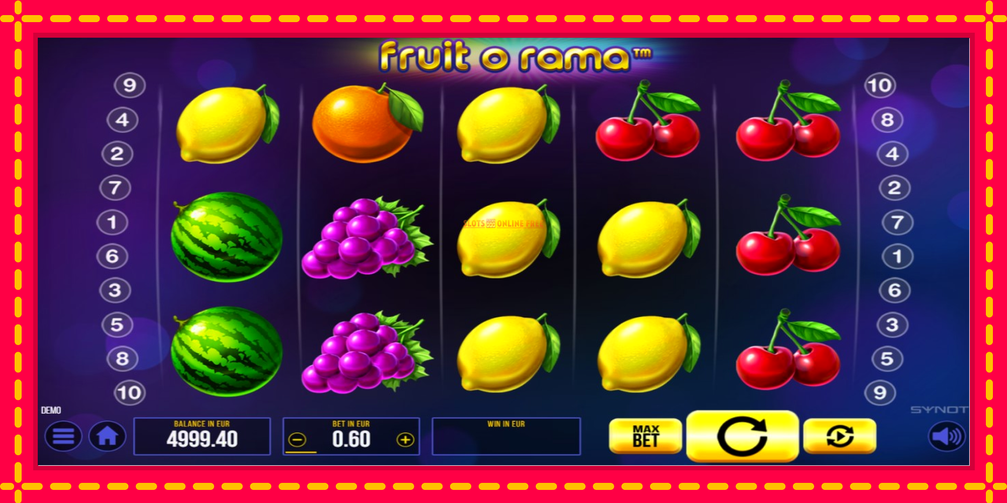 Fruit o Rama - spēļu automāts ar modernu grafiku