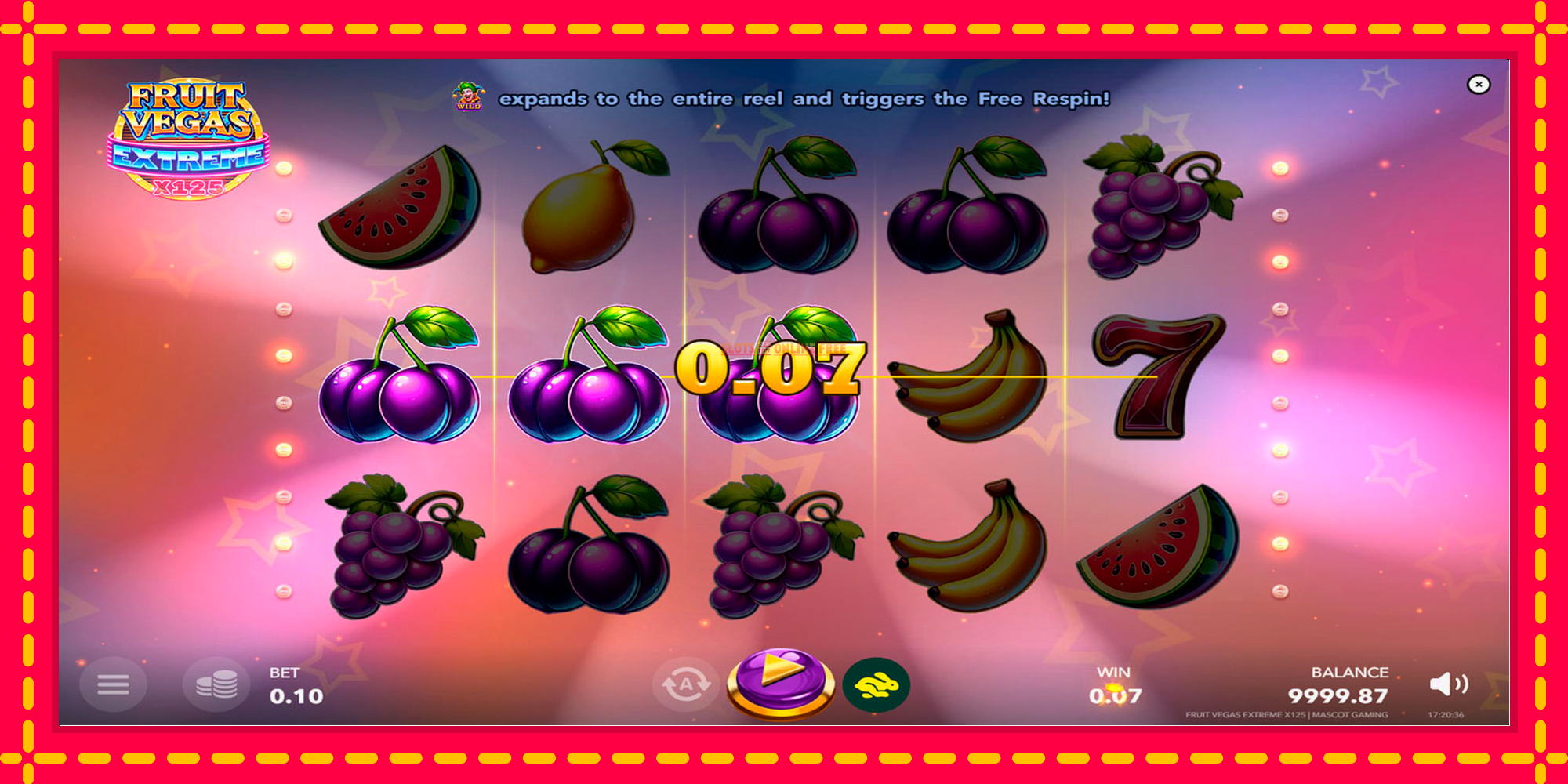 Fruit Vegas Extreme x125 - spēļu automāts ar modernu grafiku