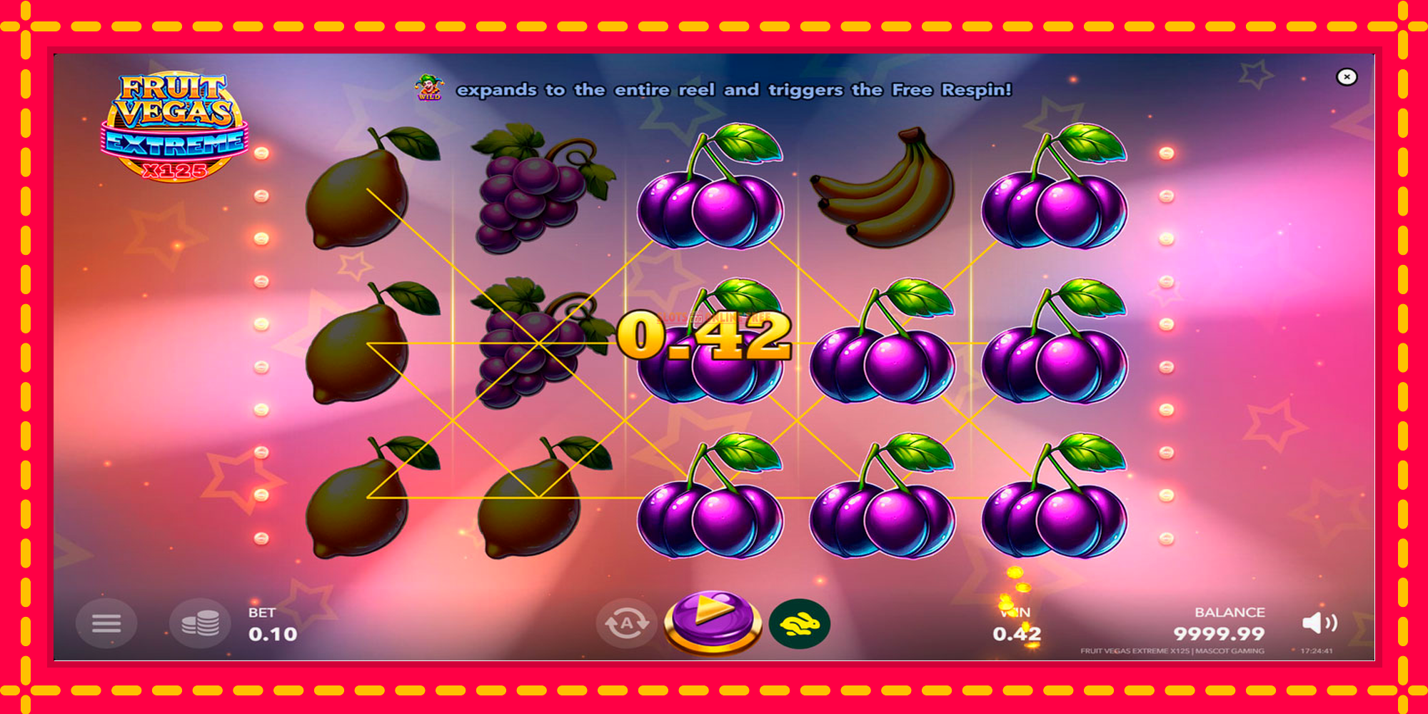 Fruit Vegas Extreme x125 - spēļu automāts ar modernu grafiku