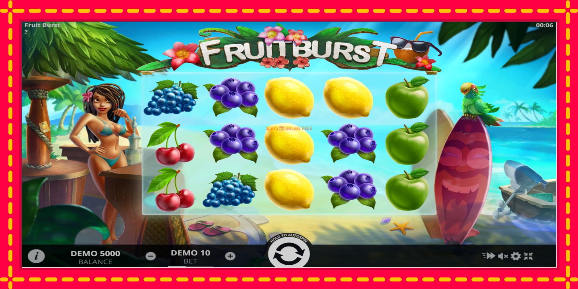 Fruitburst - spēļu automāts ar modernu grafiku