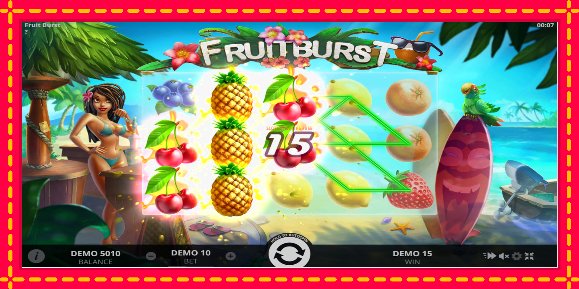 Fruitburst - spēļu automāts ar modernu grafiku