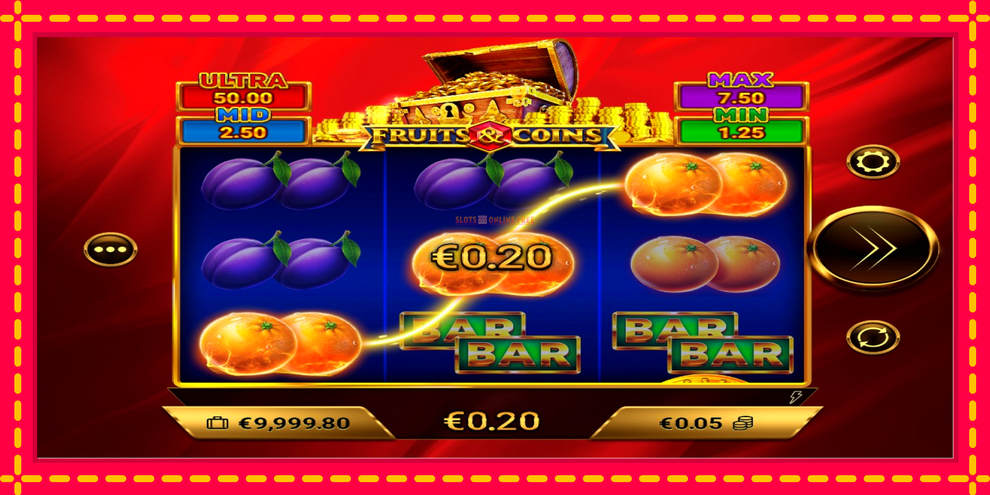 Fruits & Coins - spēļu automāts ar modernu grafiku