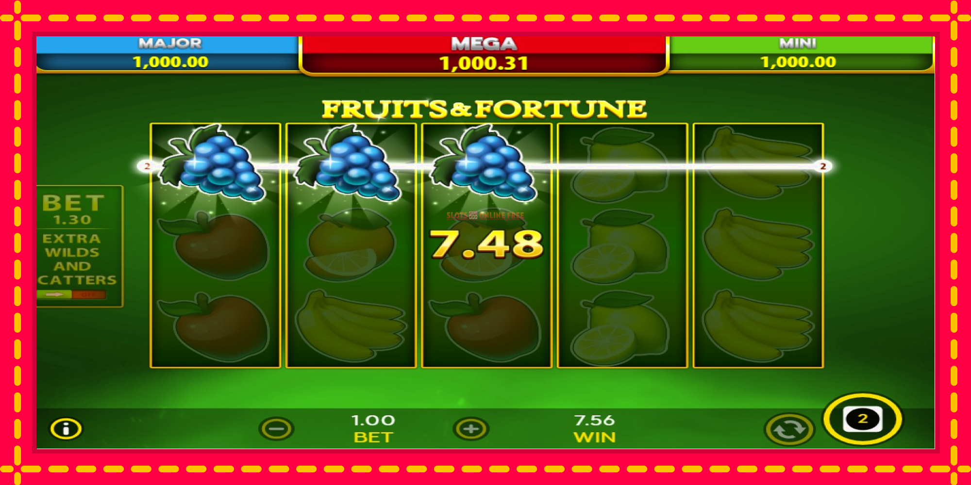 Fruits & Fortune - spēļu automāts ar modernu grafiku