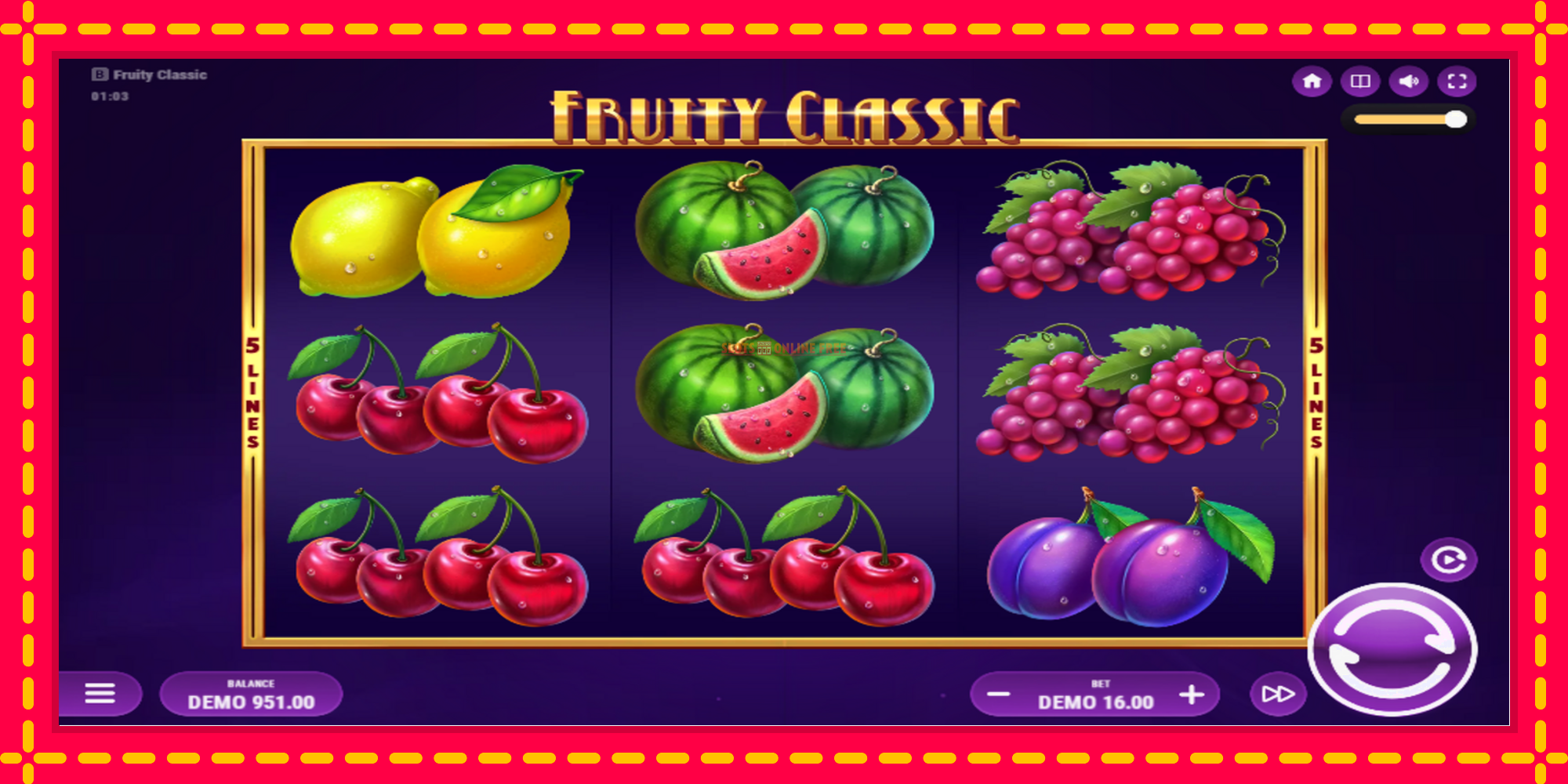 Fruity Classic - spēļu automāts ar modernu grafiku