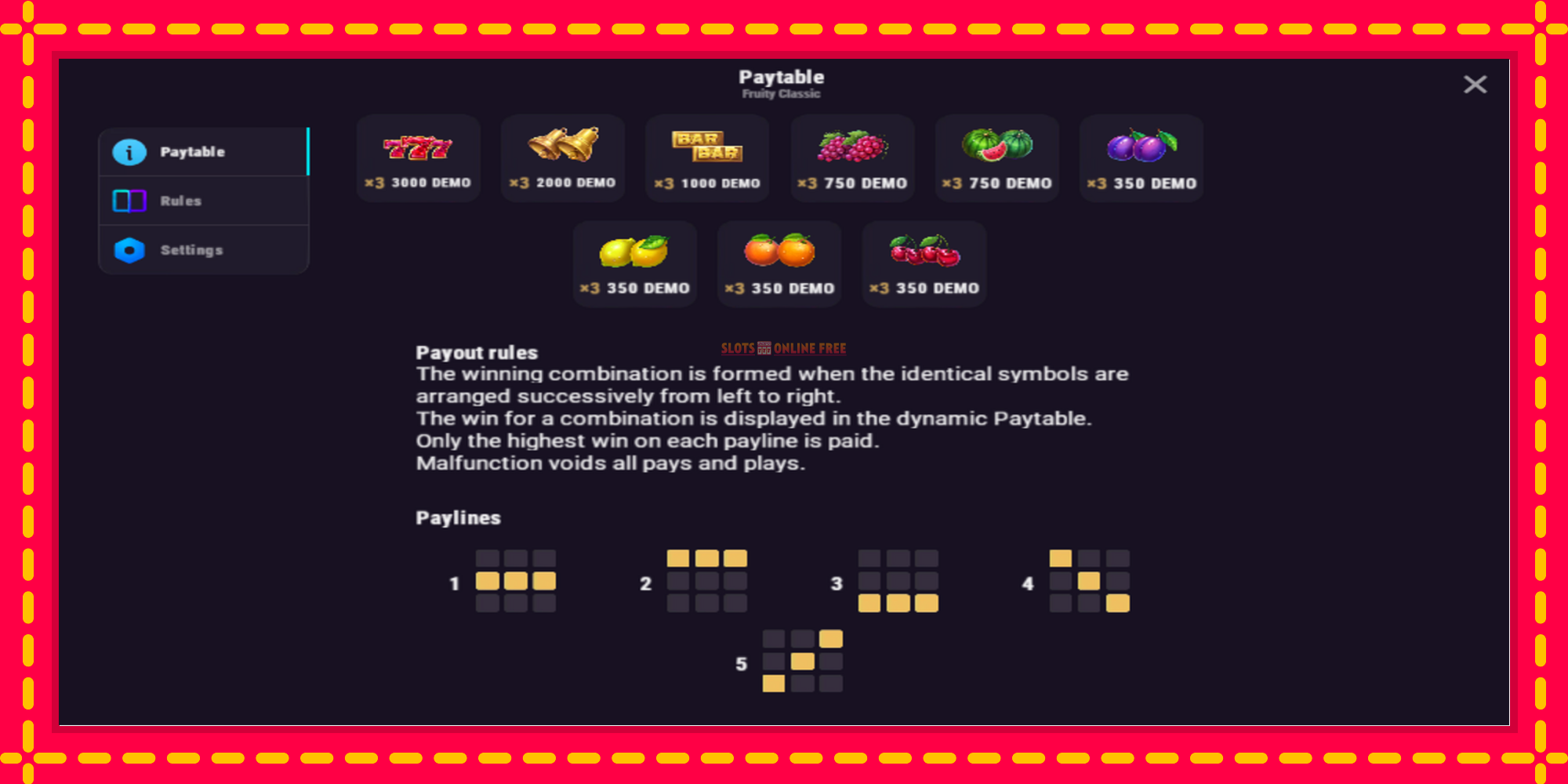 Fruity Classic - spēļu automāts ar modernu grafiku