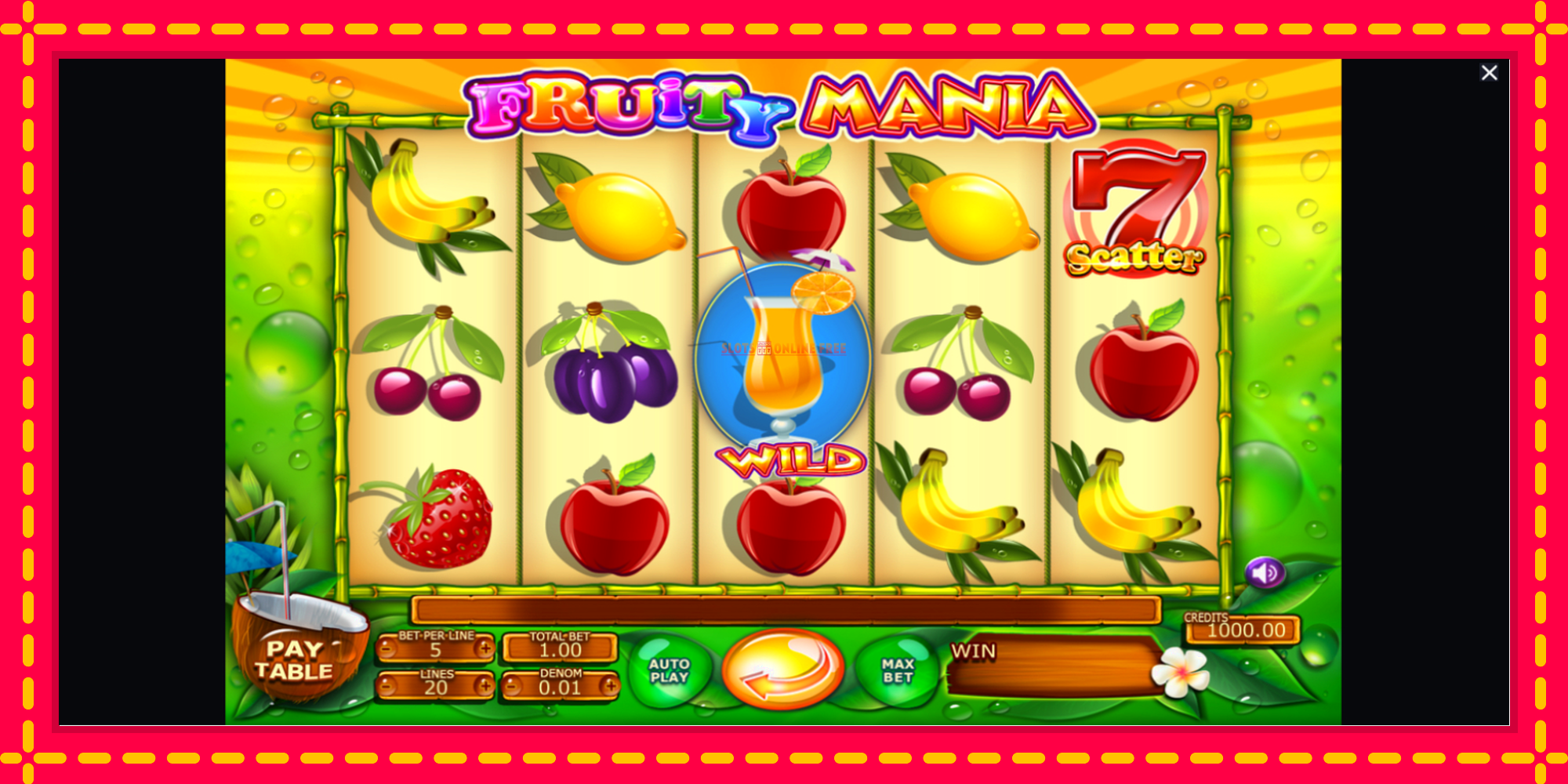 Fruity Mania - spēļu automāts ar modernu grafiku