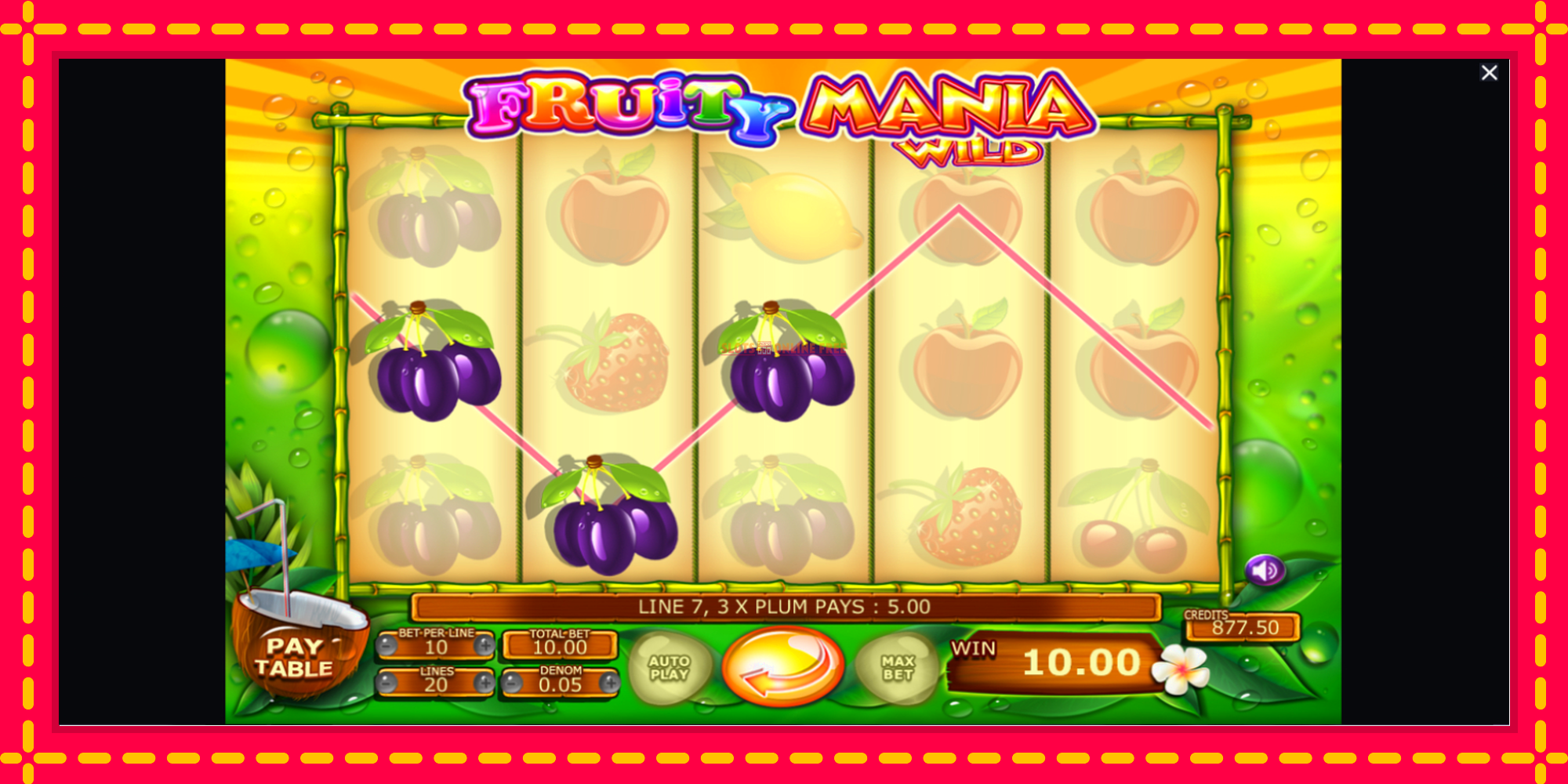 Fruity Mania - spēļu automāts ar modernu grafiku