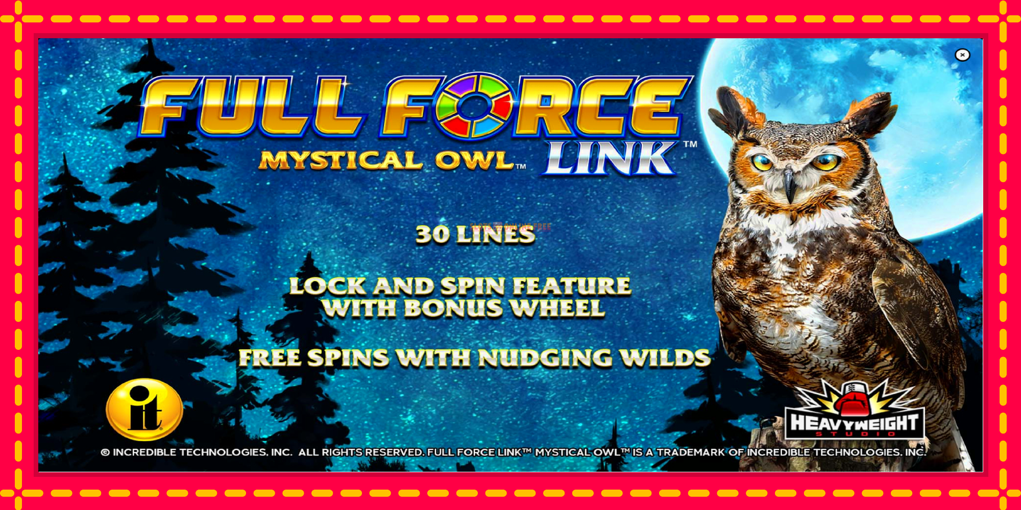 Full Force Mystical Owl - spēļu automāts ar modernu grafiku