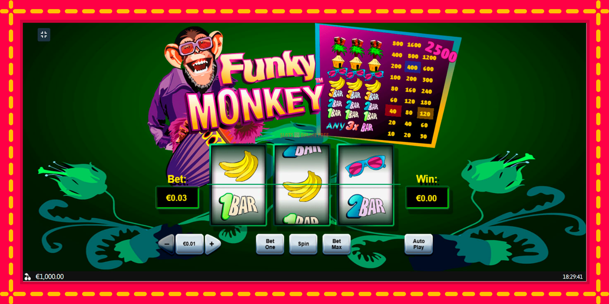 Funky Monkey - spēļu automāts ar modernu grafiku