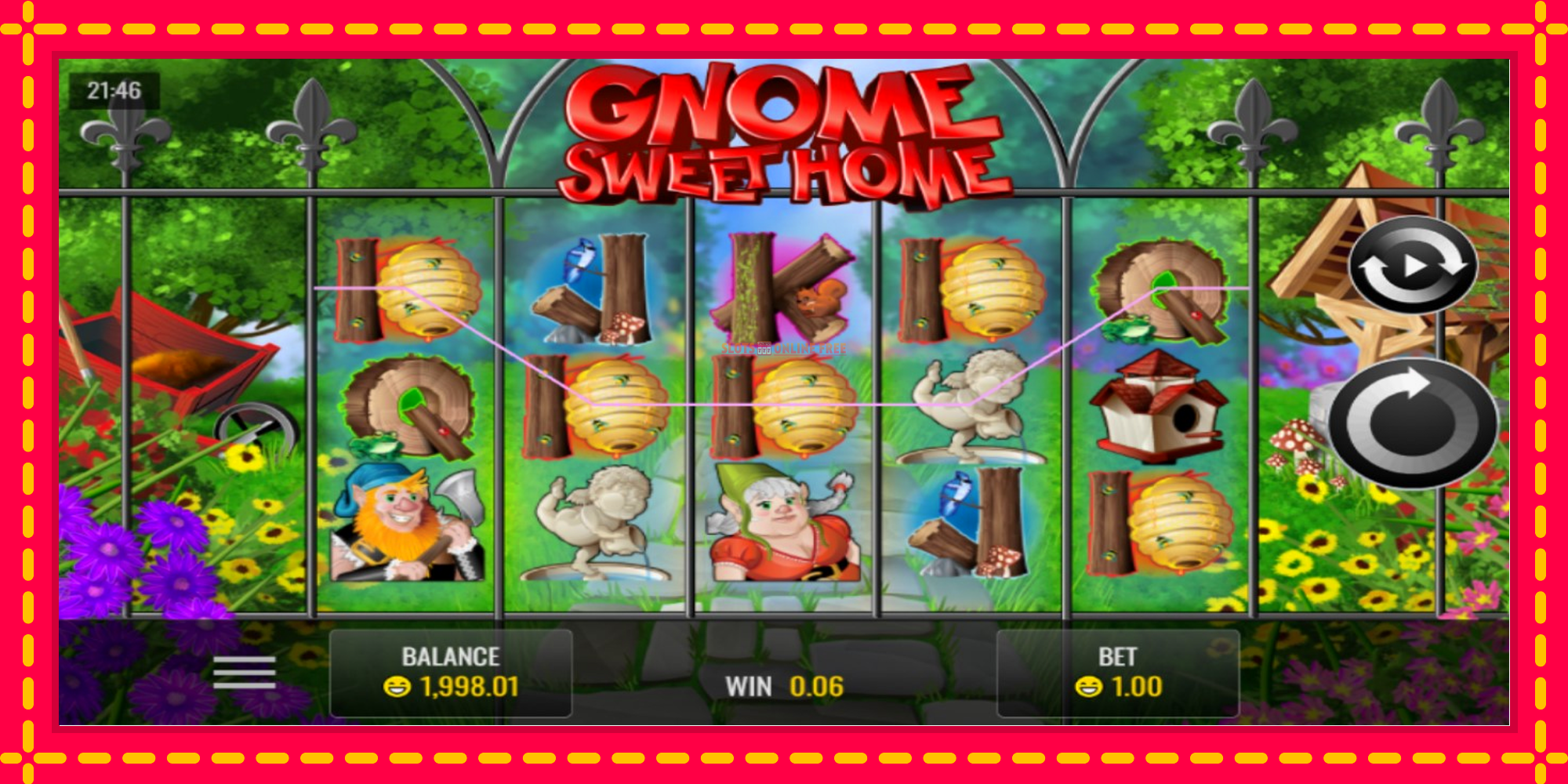 Gnome Sweet Home - spēļu automāts ar modernu grafiku