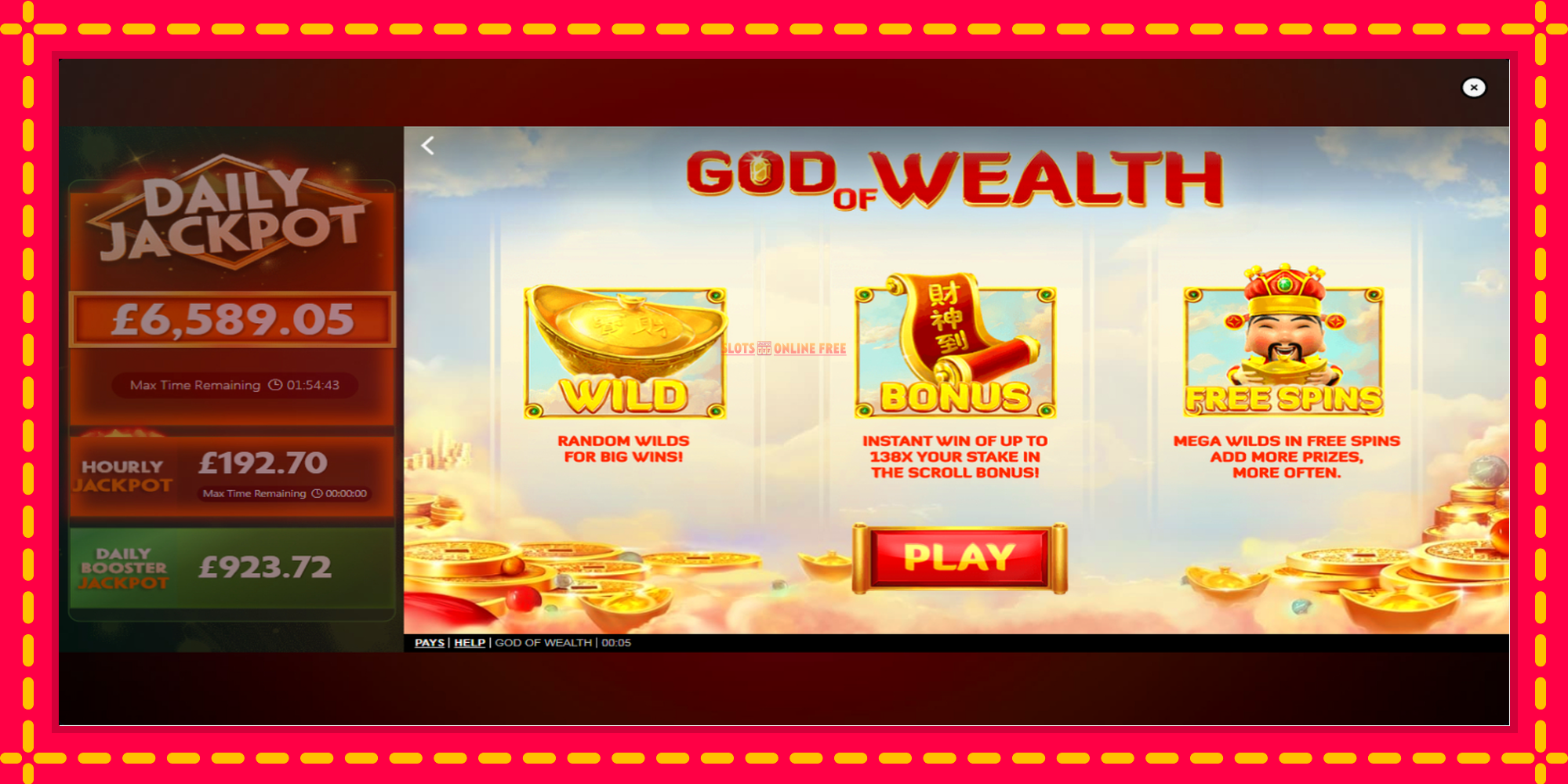 God of Wealth - spēļu automāts ar modernu grafiku