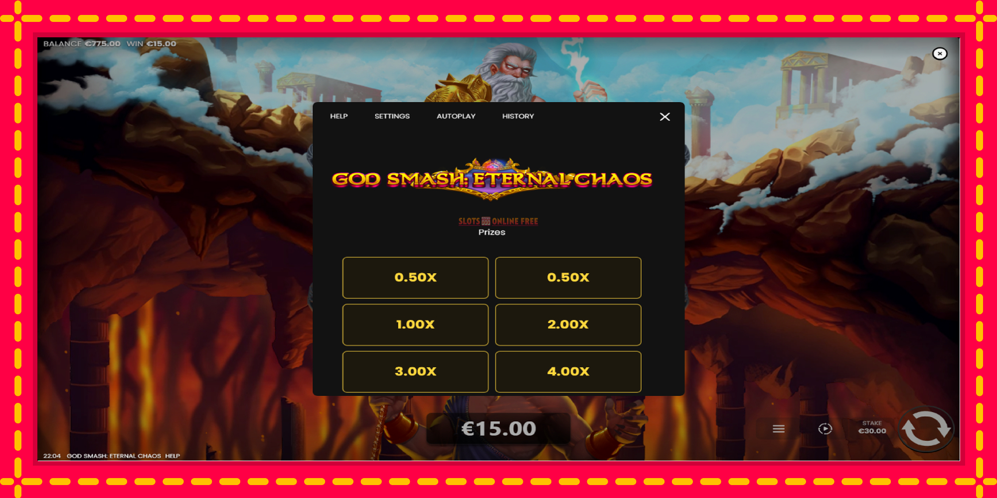 God Smash: Eternal Chaos - spēļu automāts ar modernu grafiku