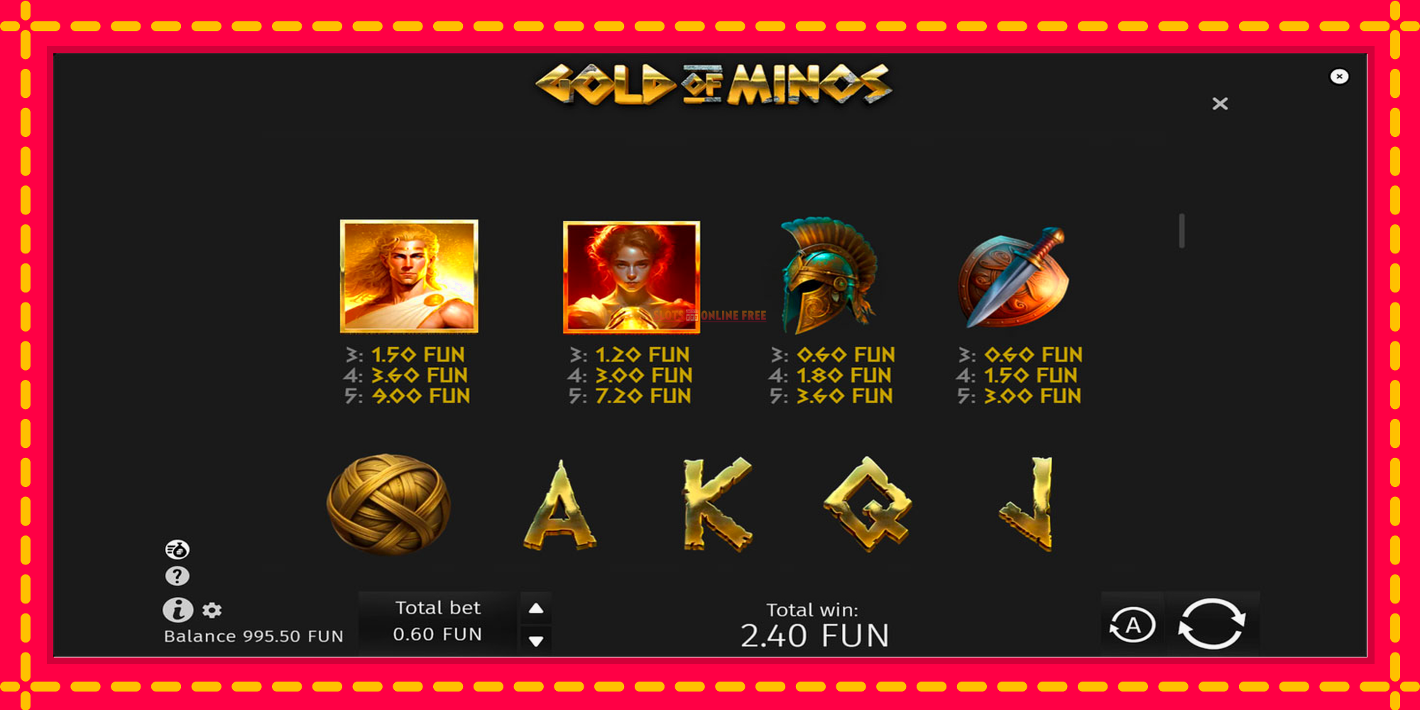 Gold of Minos - spēļu automāts ar modernu grafiku