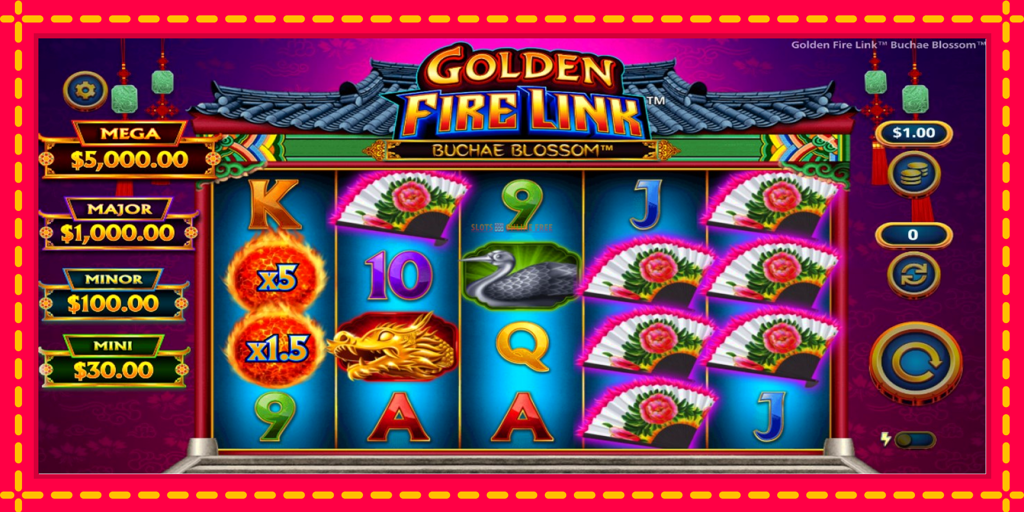 Golden Fire Link Buchae Blossom - spēļu automāts ar modernu grafiku