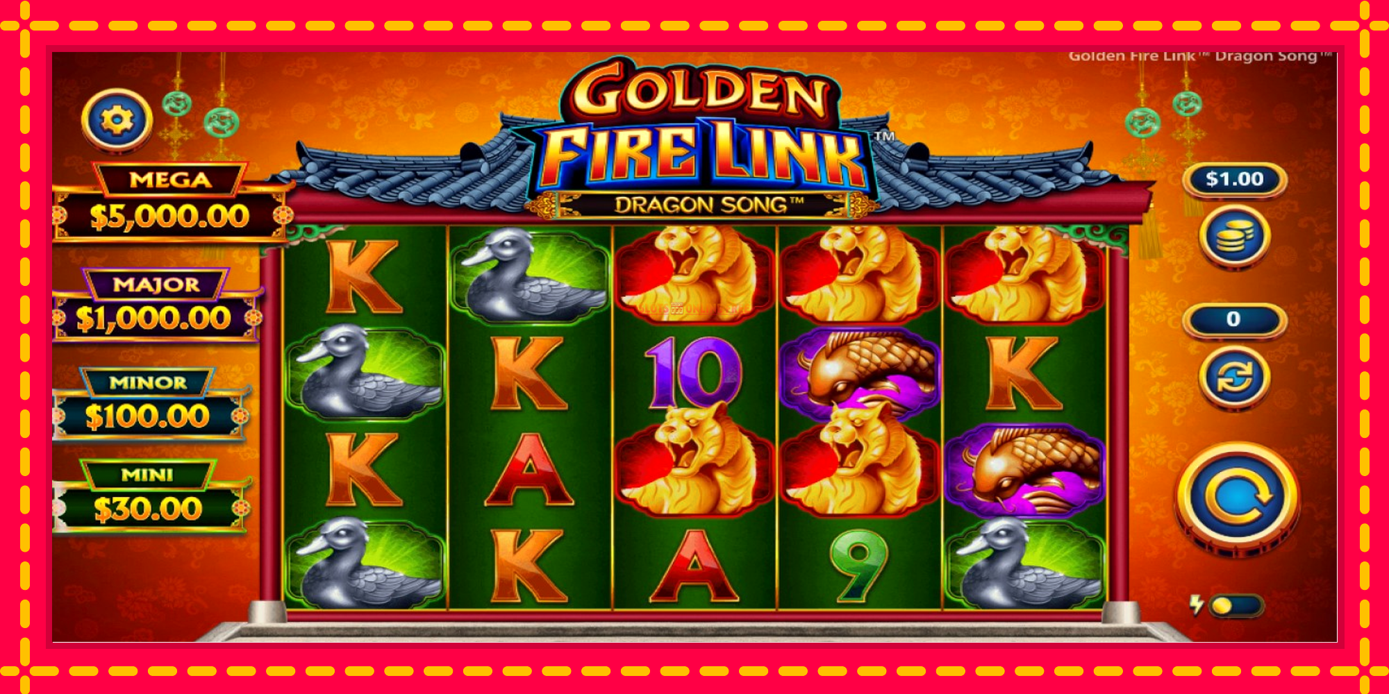 Golden Fire Link Dragon Song - spēļu automāts ar modernu grafiku