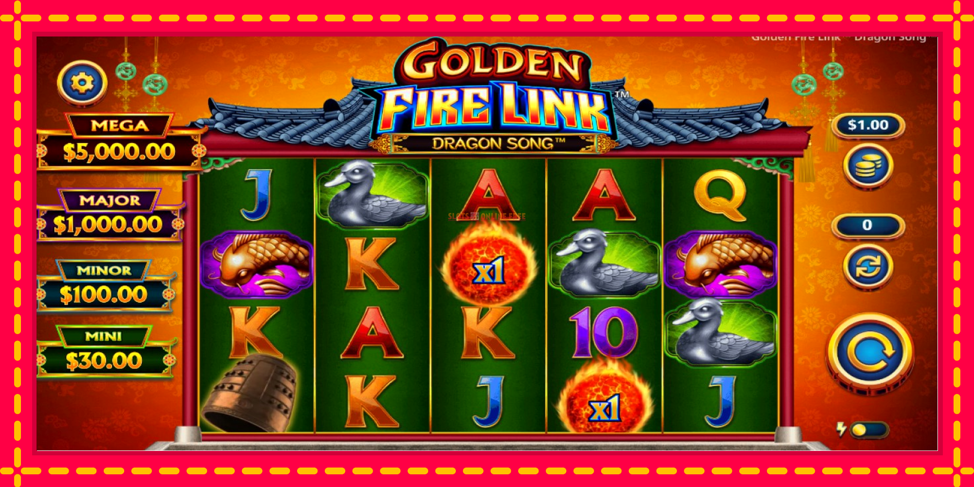 Golden Fire Link Dragon Song - spēļu automāts ar modernu grafiku