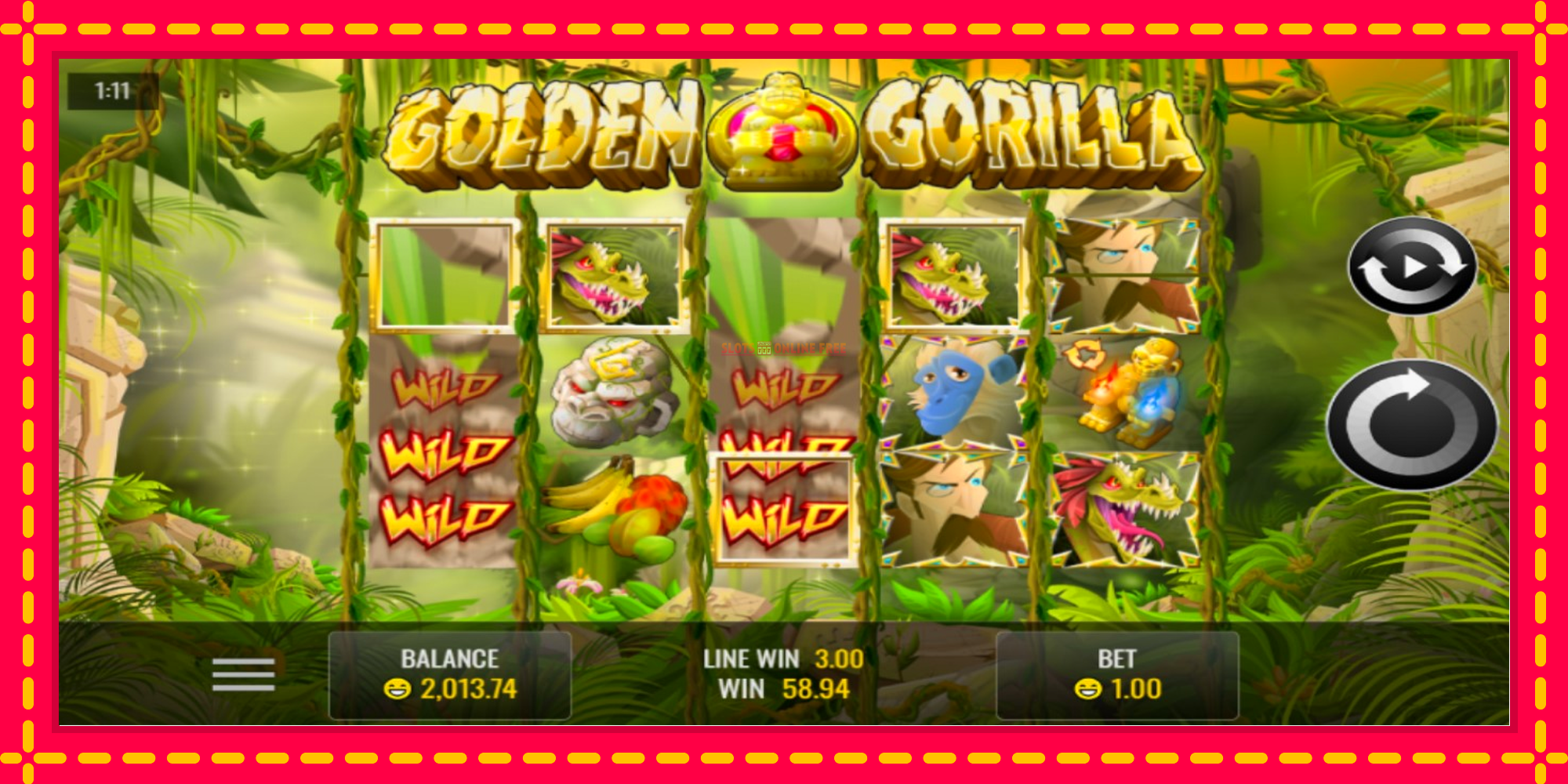 Golden Gorilla - spēļu automāts ar modernu grafiku