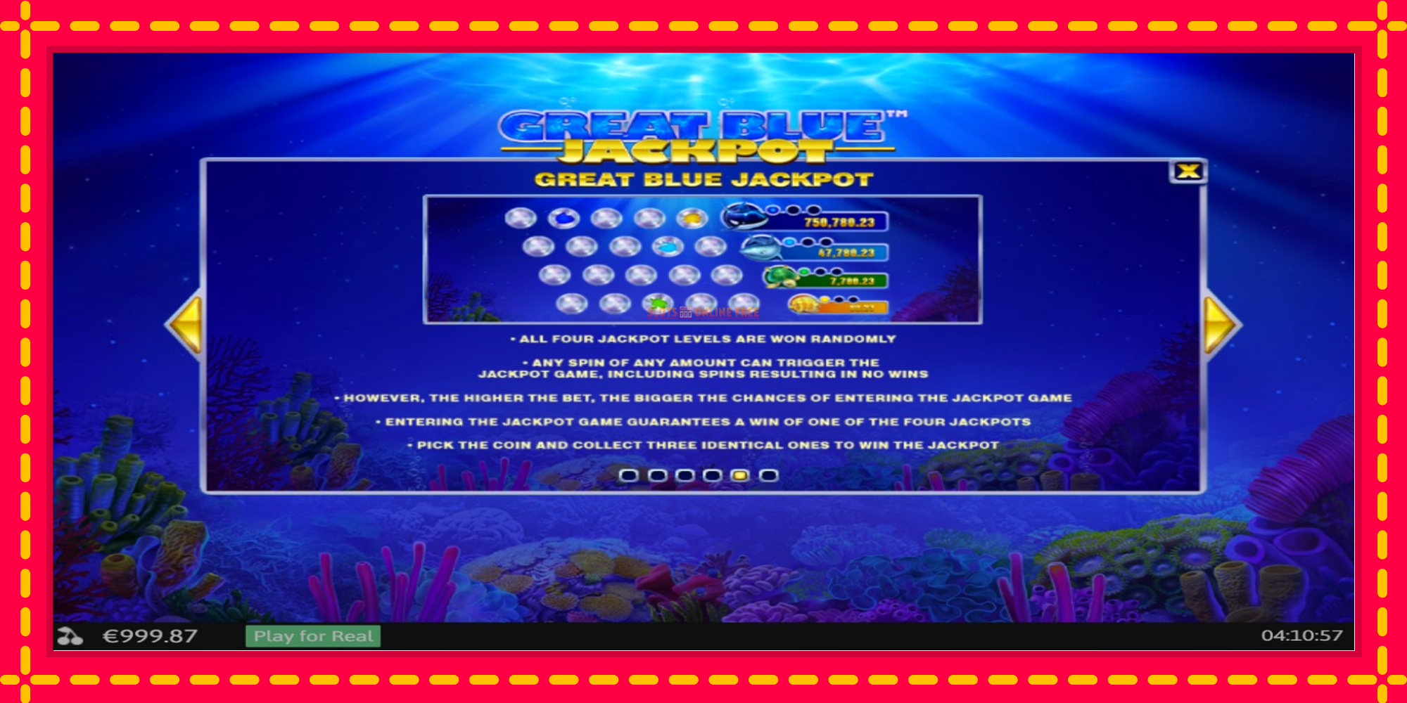 Great Blue Jackpot - spēļu automāts ar modernu grafiku