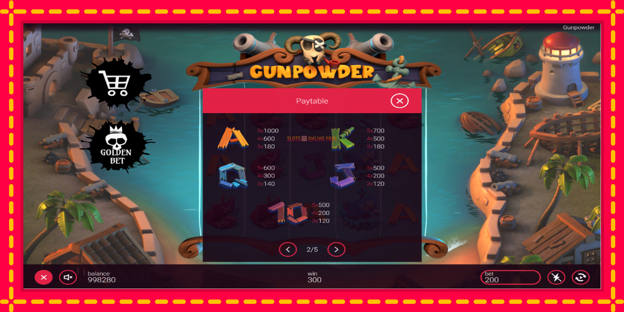 Gunpowder - spēļu automāts ar modernu grafiku