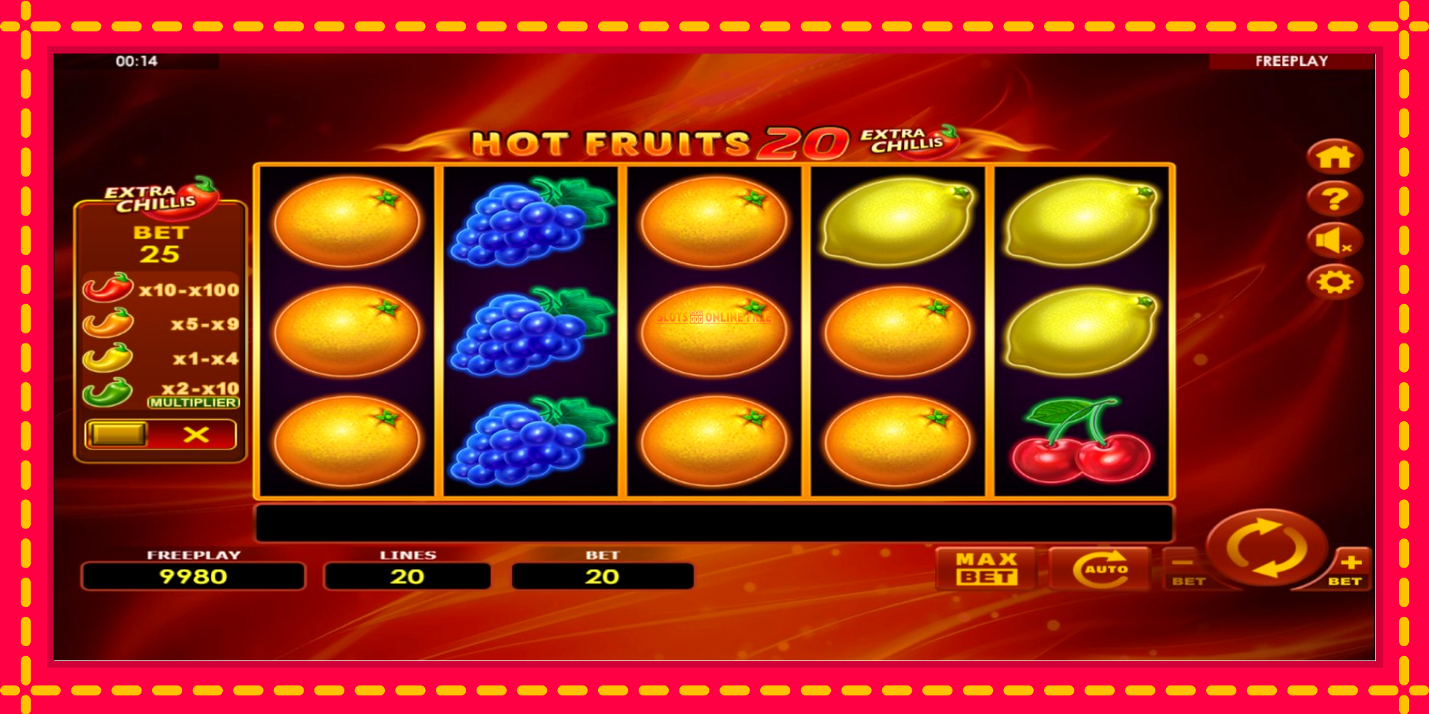 Hot Fruits 20 Extra Chillis - spēļu automāts ar modernu grafiku