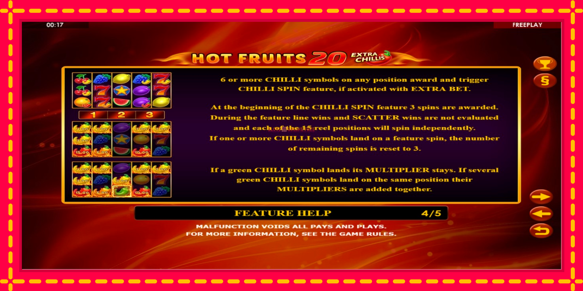 Hot Fruits 20 Extra Chillis - spēļu automāts ar modernu grafiku