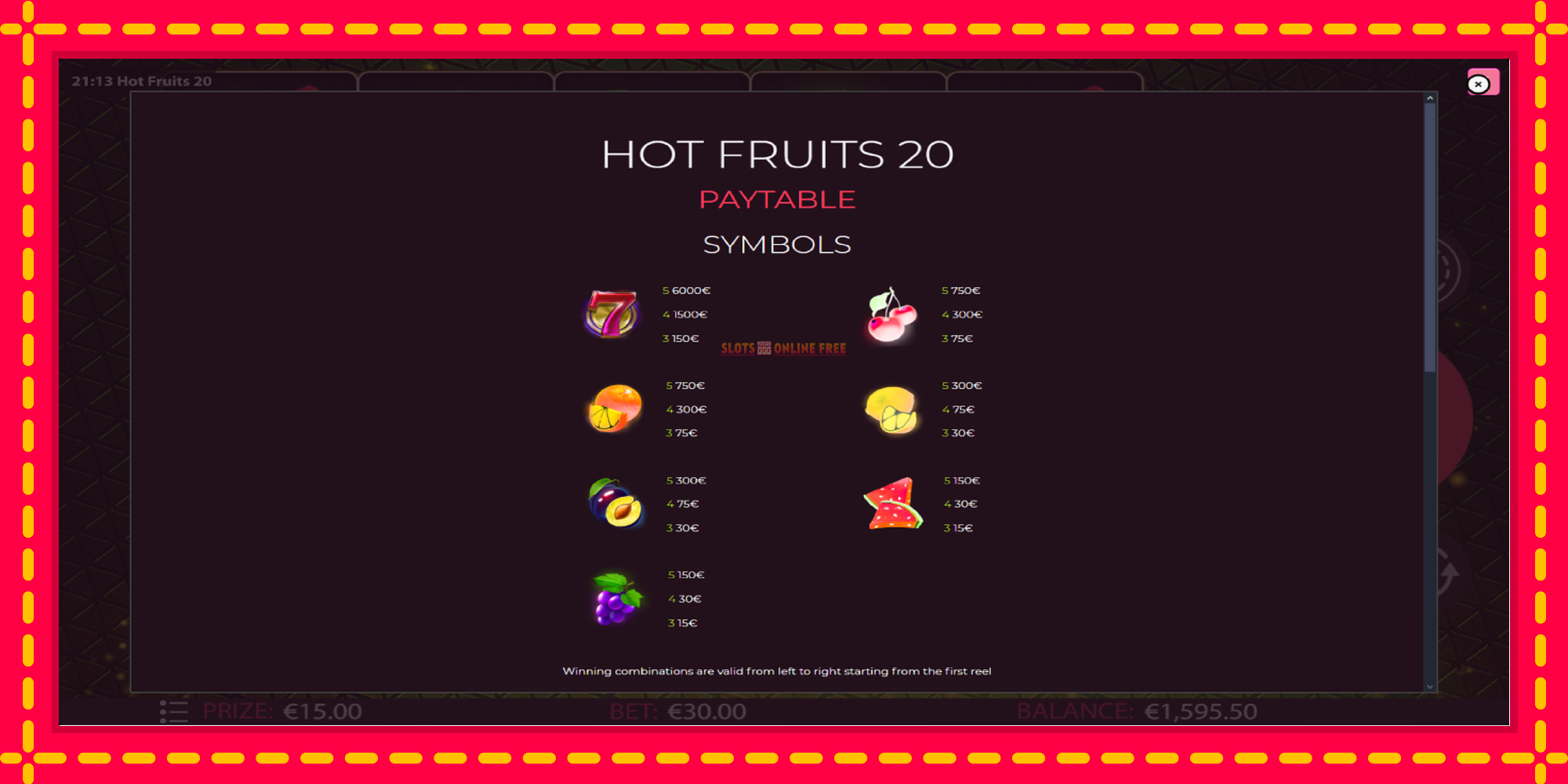 Hot Fruits 20 - spēļu automāts ar modernu grafiku