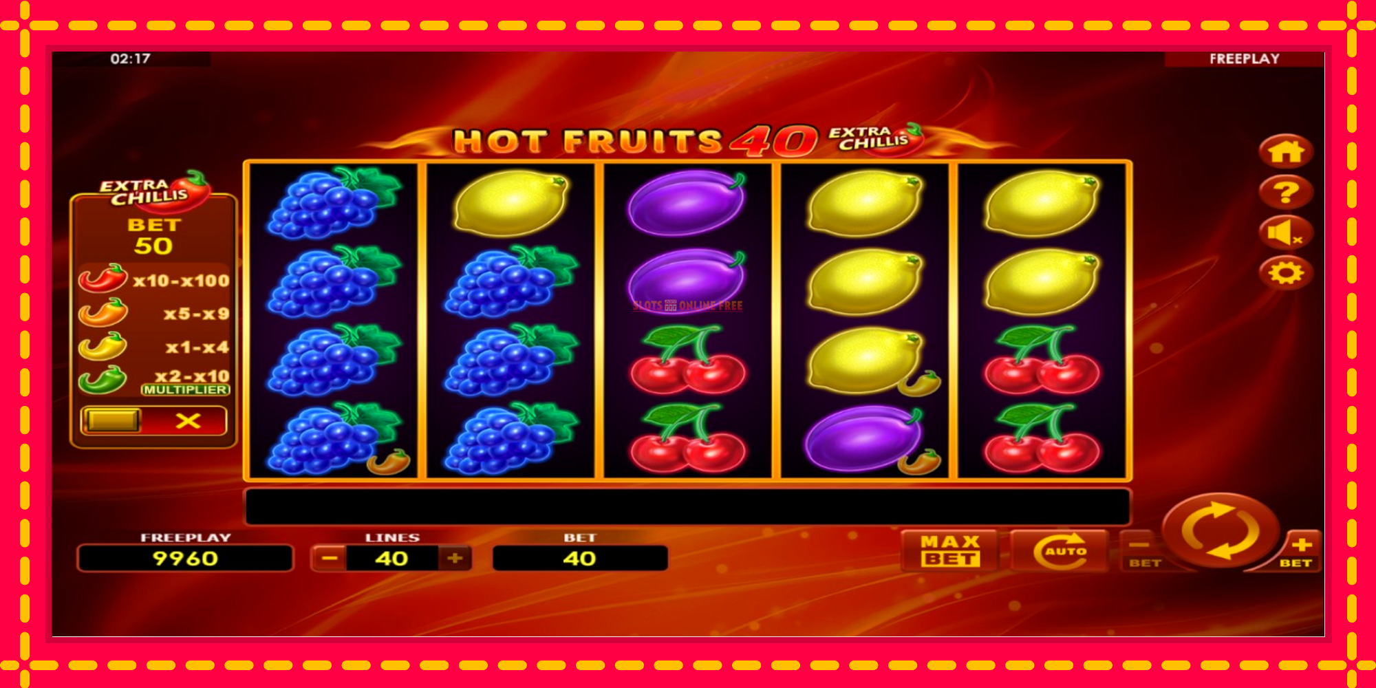 Hot Fruits 40 Extra Chillis - spēļu automāts ar modernu grafiku