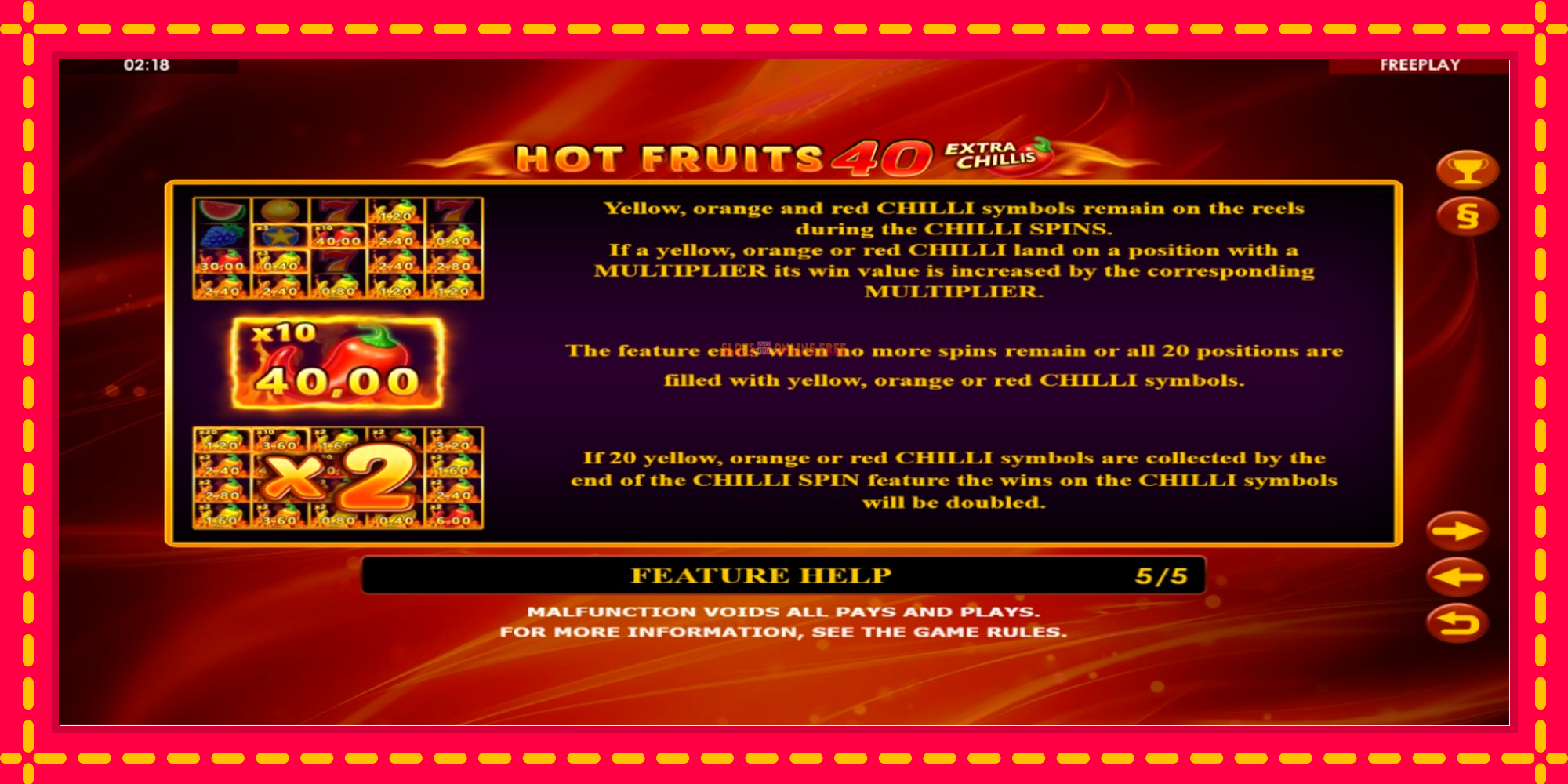 Hot Fruits 40 Extra Chillis - spēļu automāts ar modernu grafiku