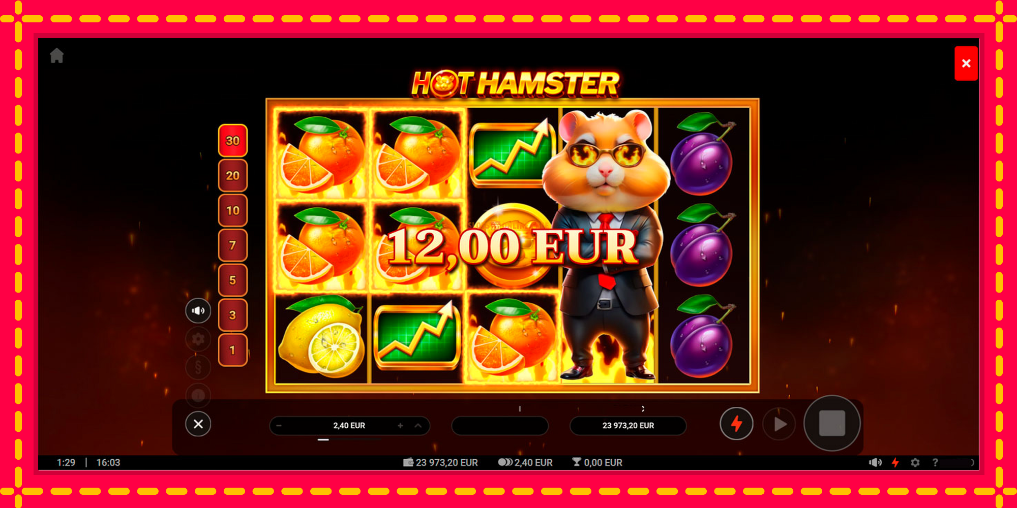 Hot Hamster - spēļu automāts ar modernu grafiku