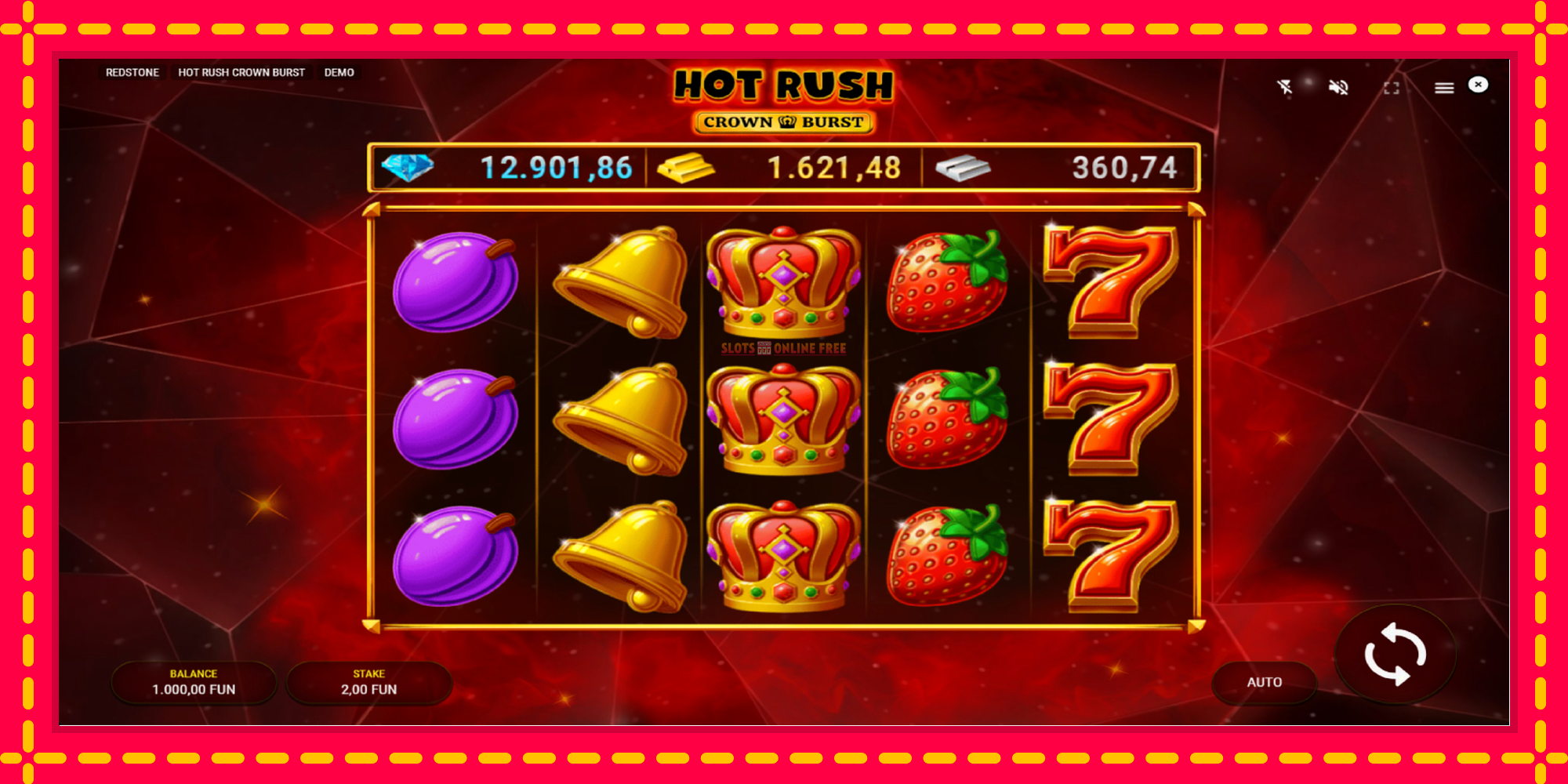 Hot Rush Crown Burst - spēļu automāts ar modernu grafiku