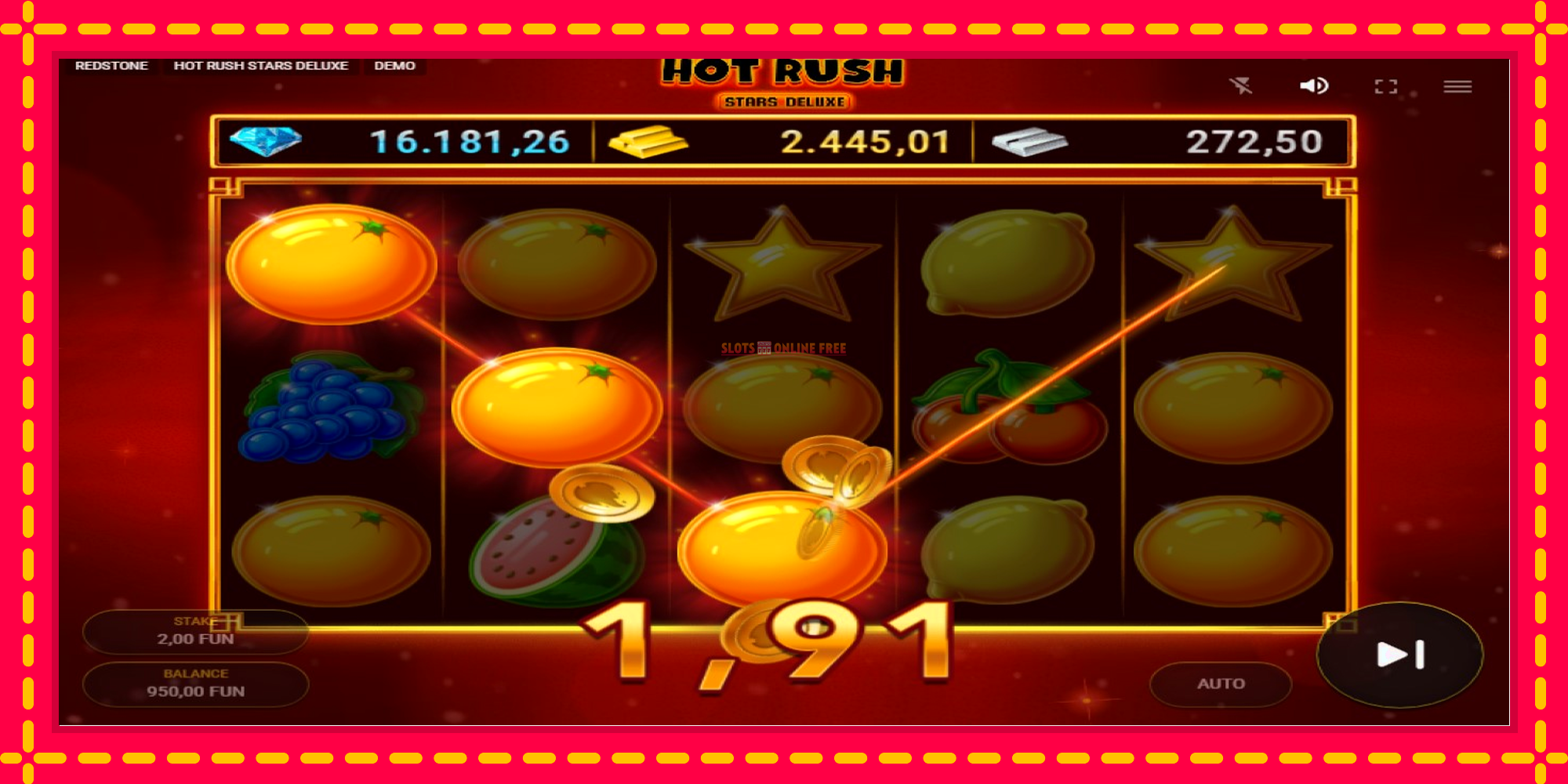 Hot Rush Stars Deluxe - spēļu automāts ar modernu grafiku