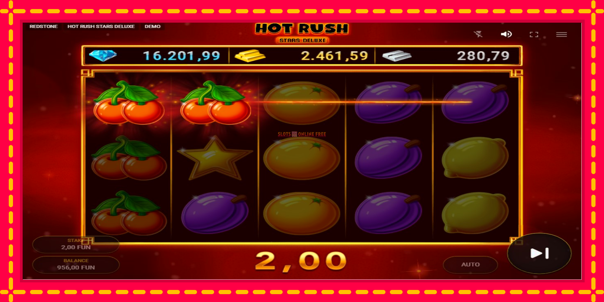 Hot Rush Stars Deluxe - spēļu automāts ar modernu grafiku