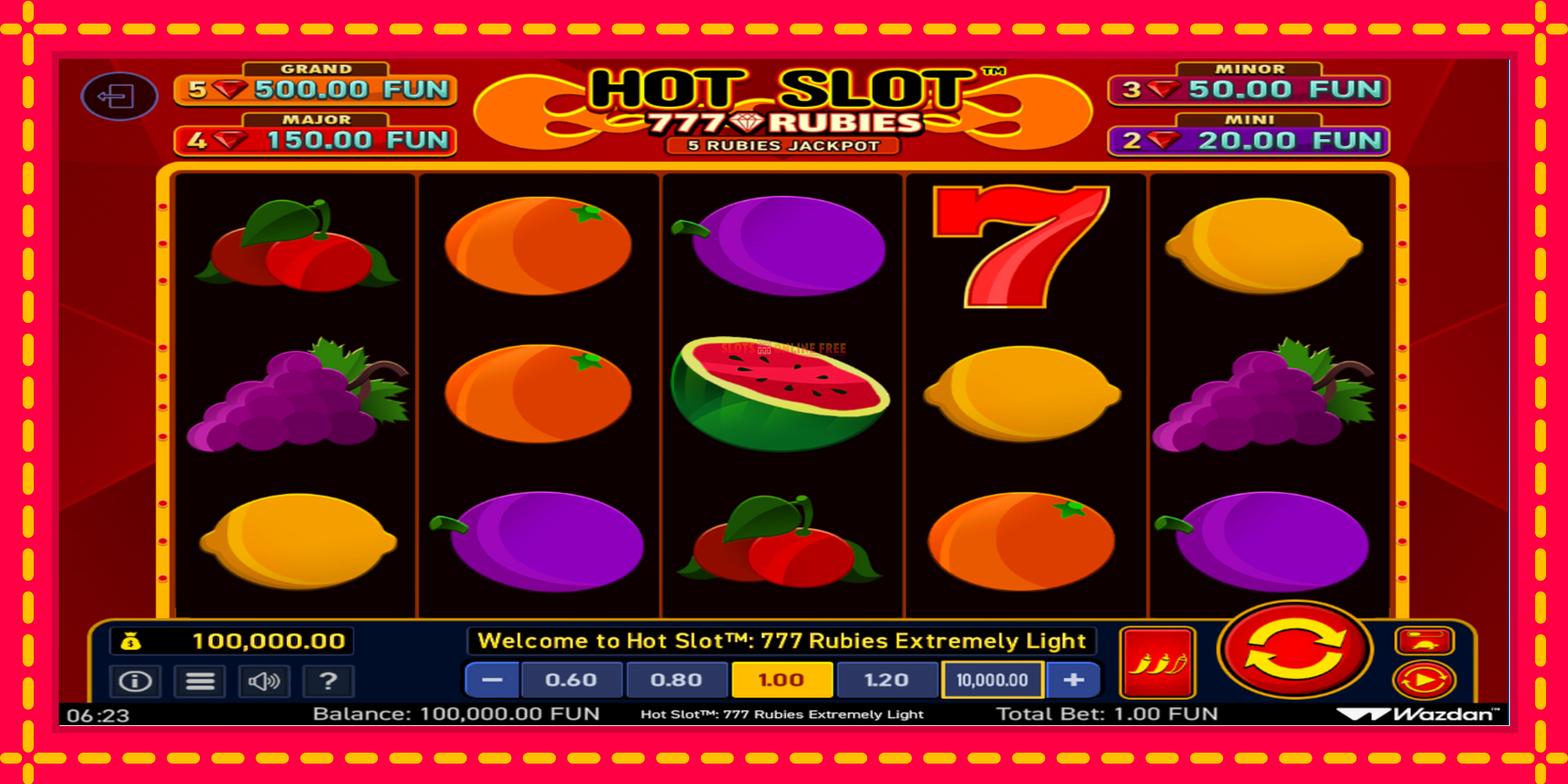 Hot Slot 777 Rubies Extremely Light - spēļu automāts ar modernu grafiku