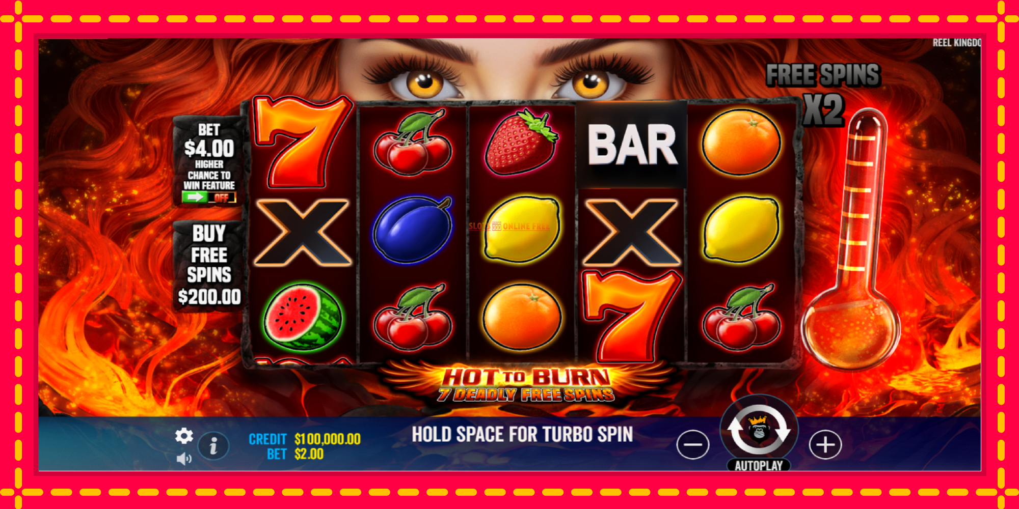 Hot to Burn - 7 Deadly Free Spins - spēļu automāts ar modernu grafiku