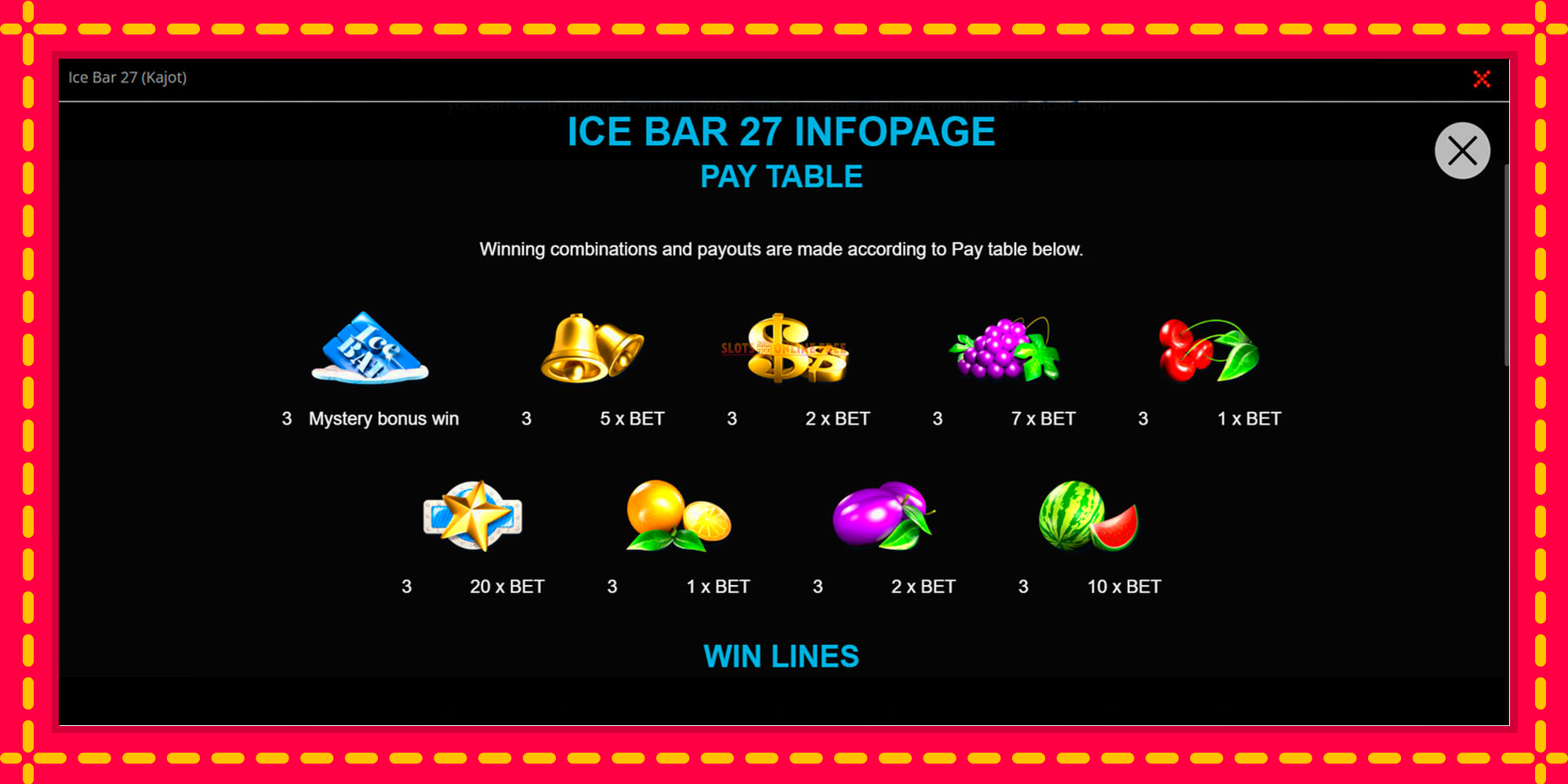 Ice Bar 27 - spēļu automāts ar modernu grafiku