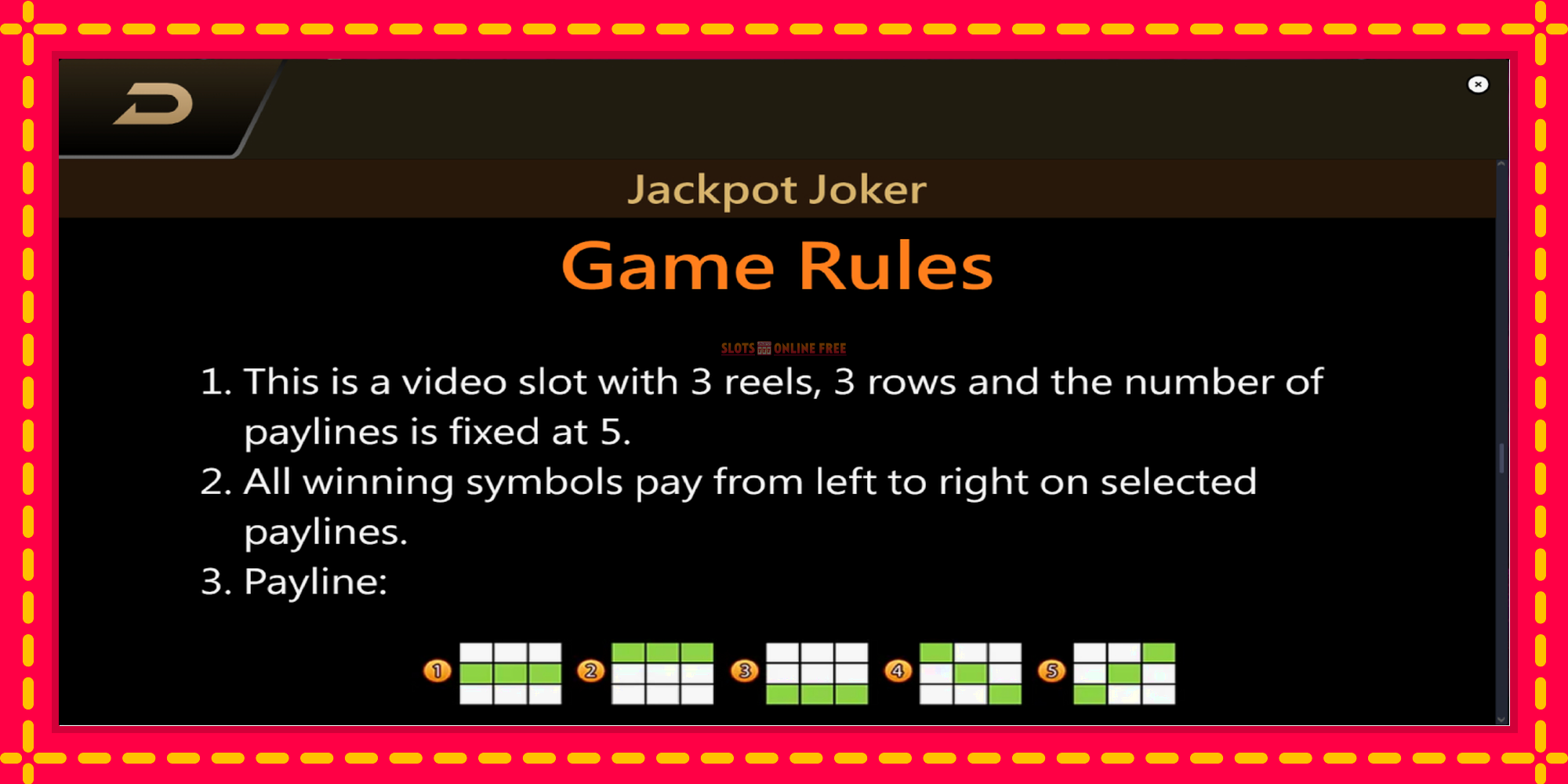 Jackpot Joker - spēļu automāts ar modernu grafiku