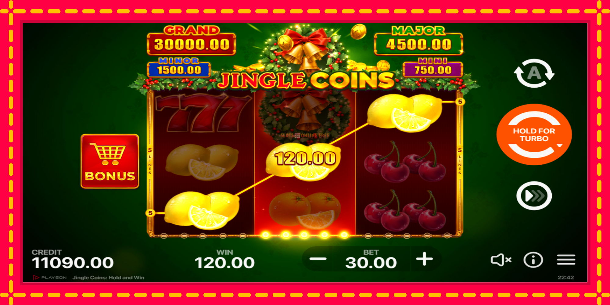 Jingle Coins - spēļu automāts ar modernu grafiku