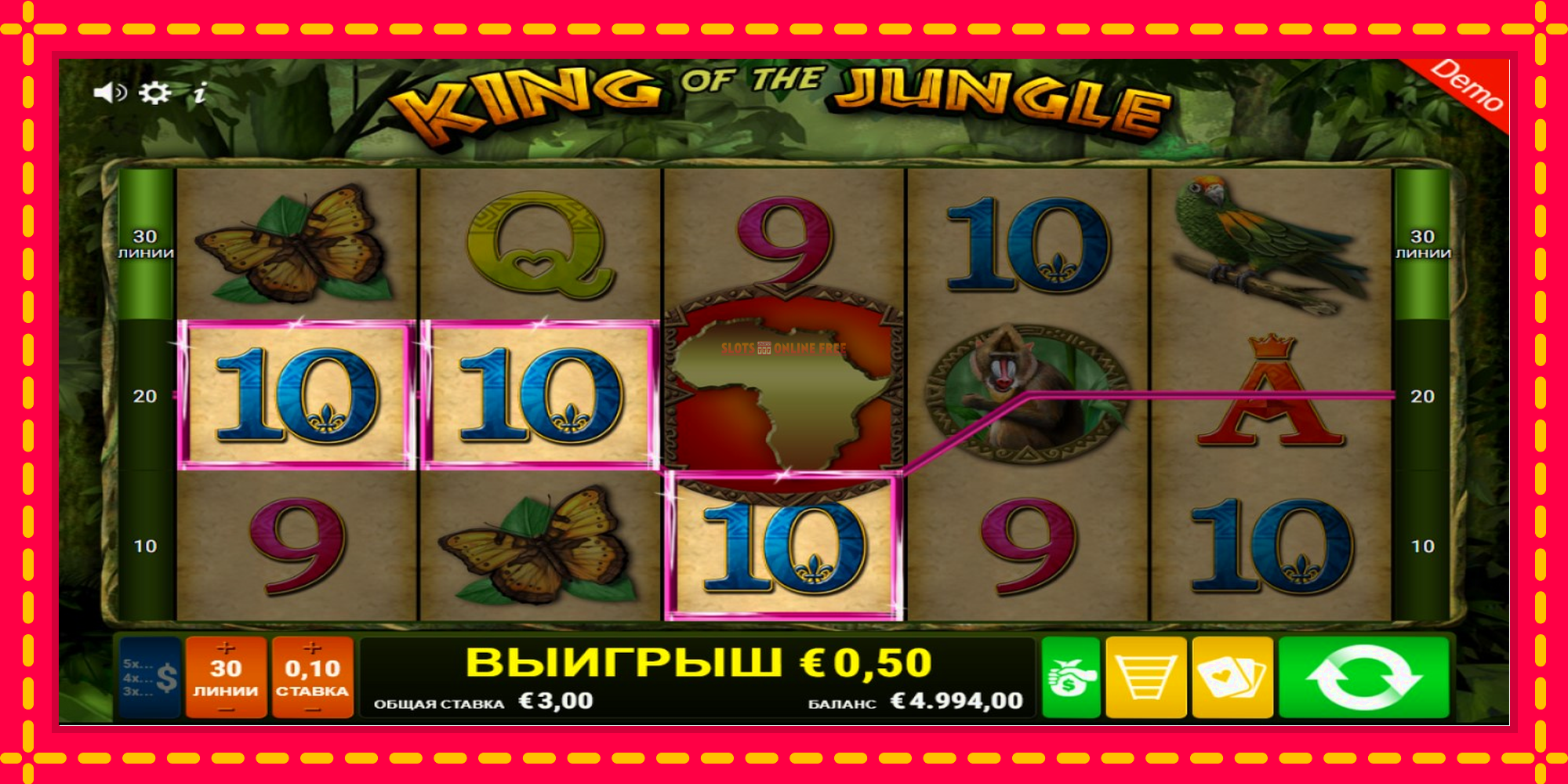 King of the Jungle - spēļu automāts ar modernu grafiku