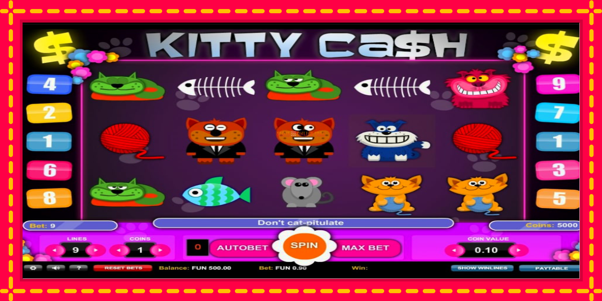 Kitty Cash - spēļu automāts ar modernu grafiku