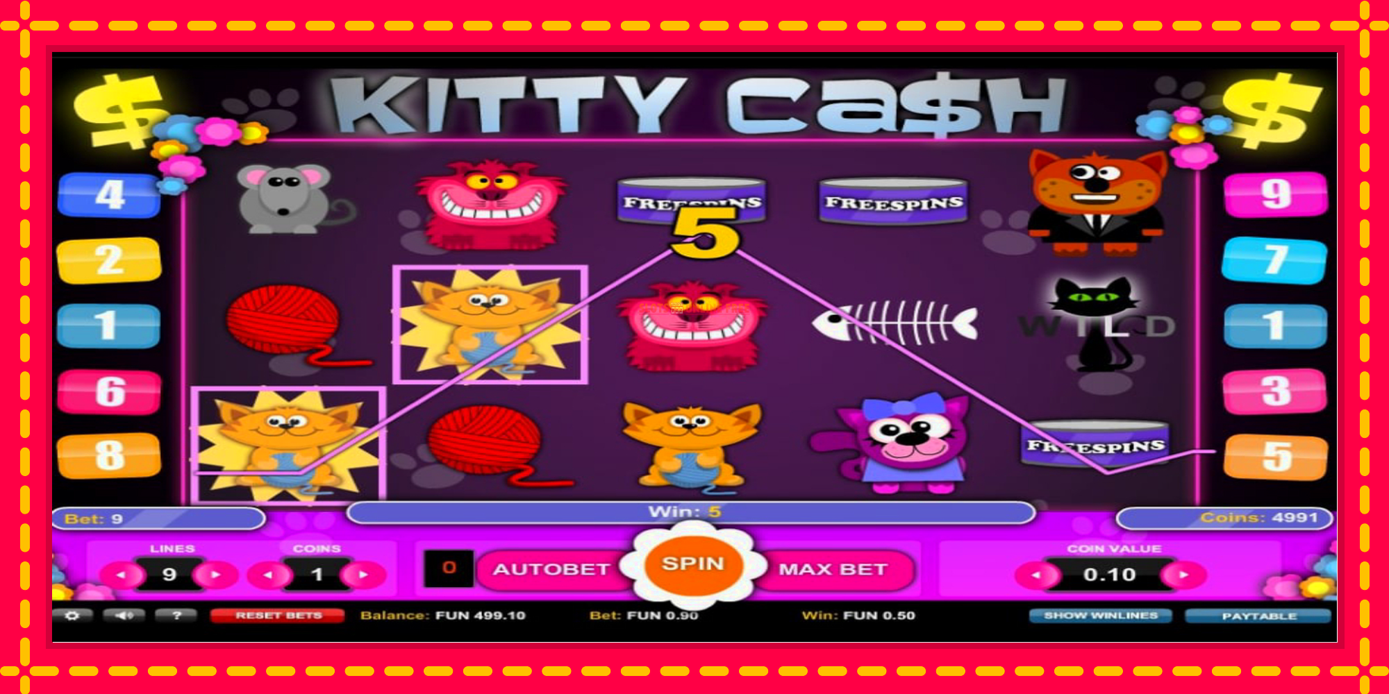 Kitty Cash - spēļu automāts ar modernu grafiku