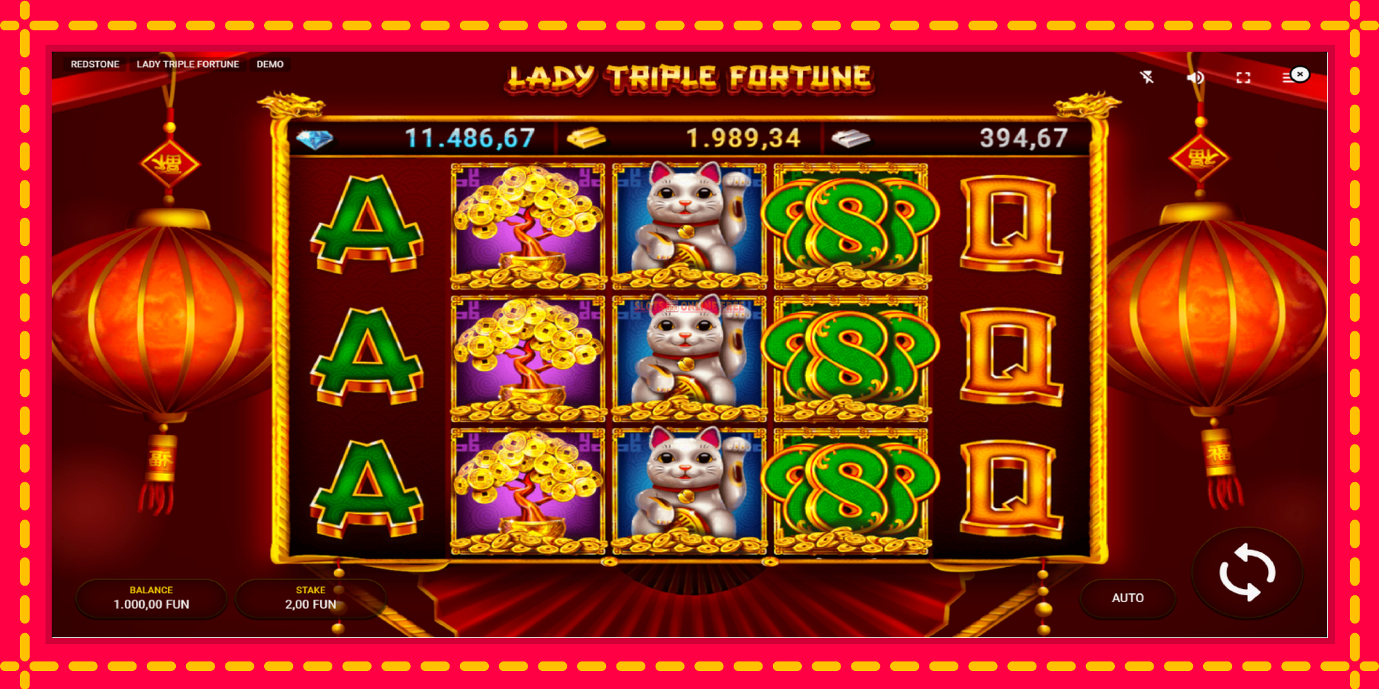 Lady Triple Fortune - spēļu automāts ar modernu grafiku