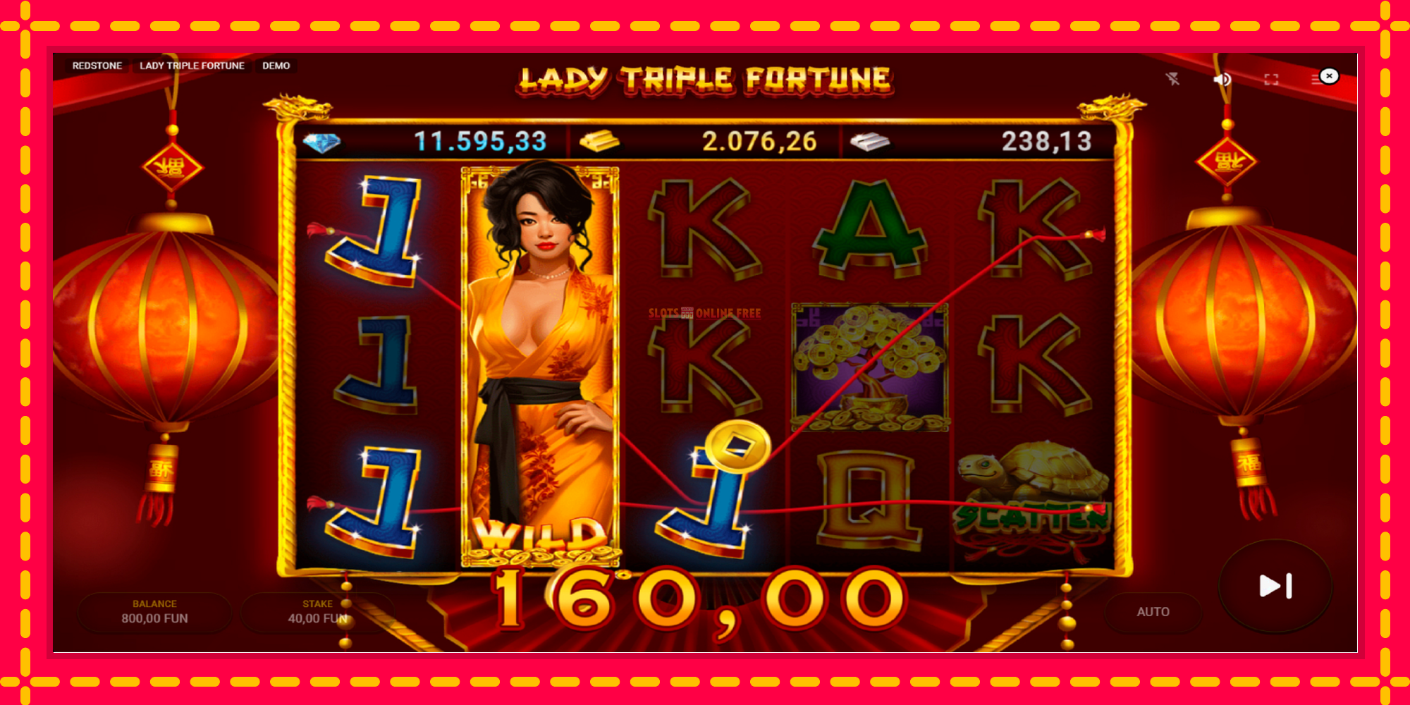 Lady Triple Fortune - spēļu automāts ar modernu grafiku