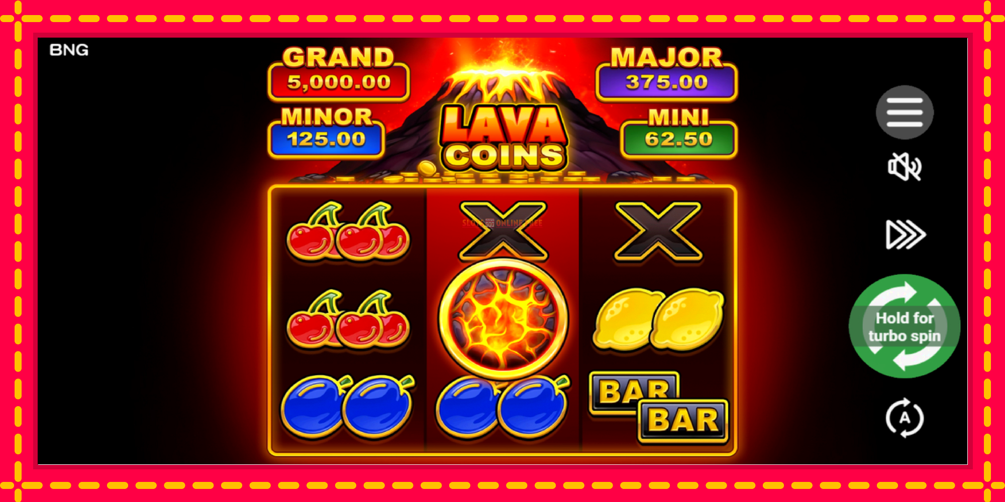 Lava Coins - spēļu automāts ar modernu grafiku