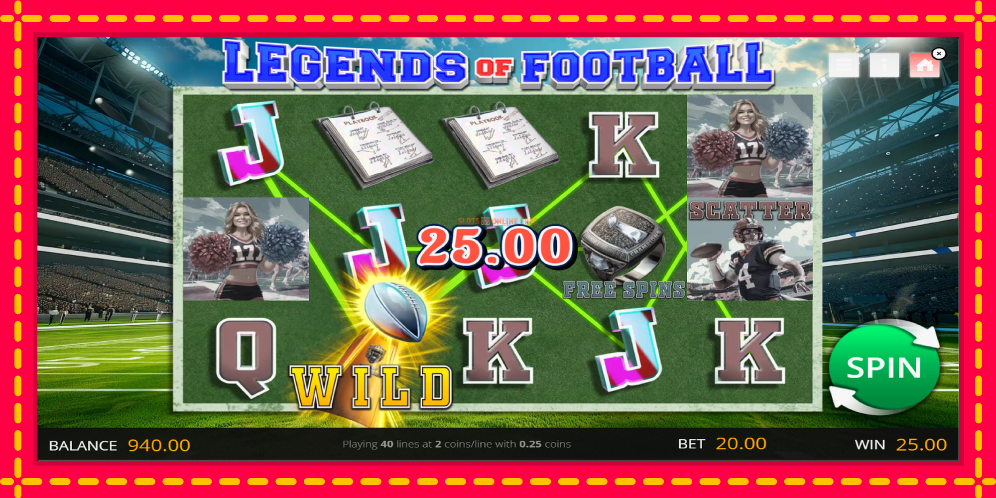 Legends of Football - spēļu automāts ar modernu grafiku