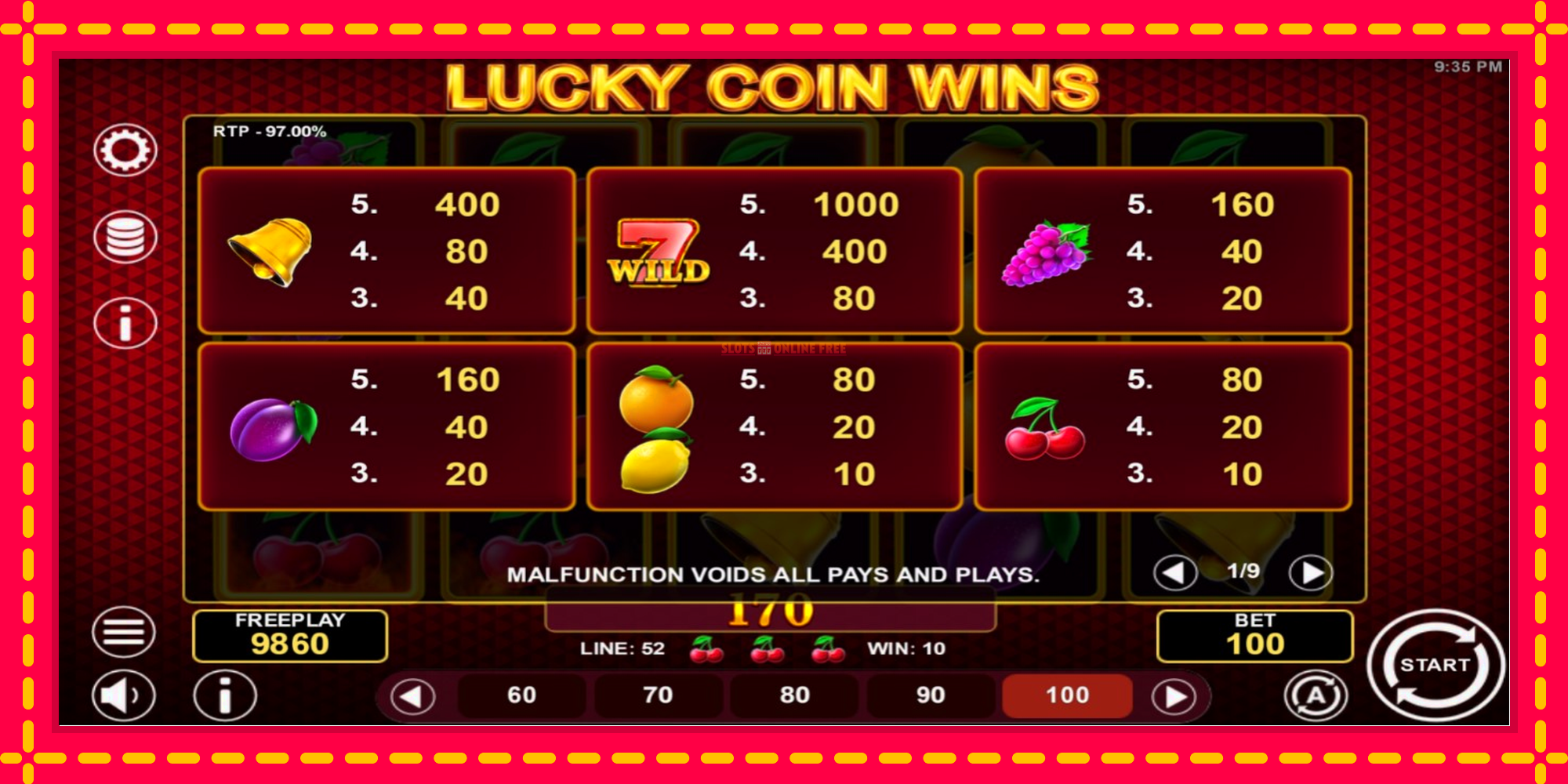 Lucky Coin Wins - spēļu automāts ar modernu grafiku